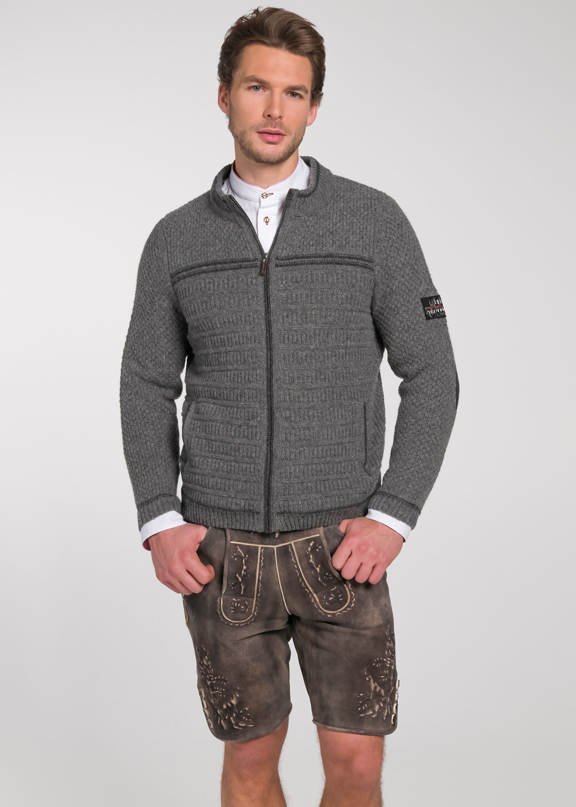 Wensky Trachtenstrickjacke Spieth Tomek & mittelgrau