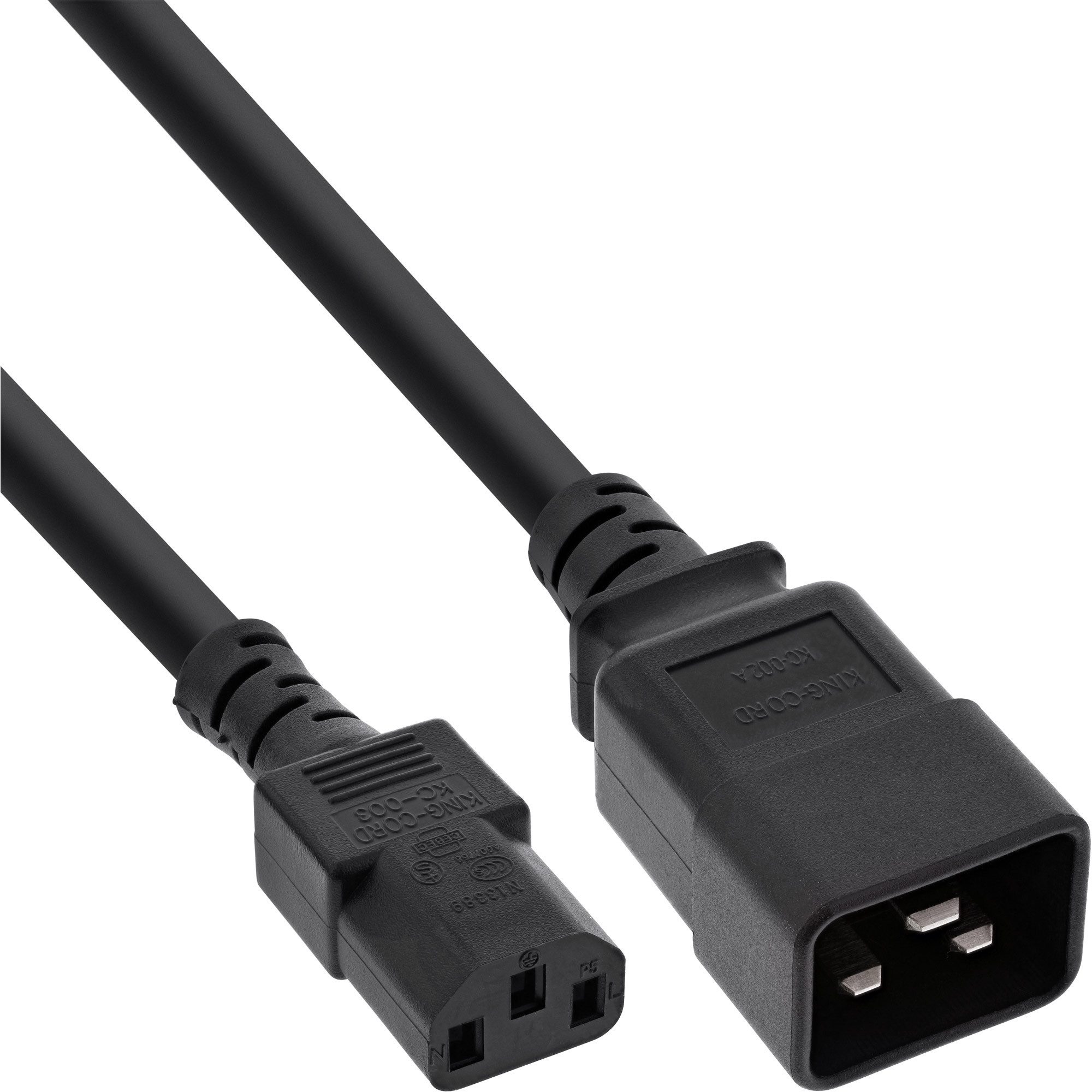 InLine® Netz Adapterkabel, IEC-60320 C20 auf C13, max.10A, 3m Stromkabel