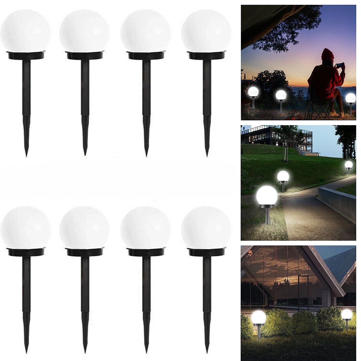 [Kostenlose landesweite Lieferung] LETGOSPT LED cm, 10 LED Wegen IP65 Licht, Garten Akku, LED Kaltweiß Höhe integriert, Solarlampen Solarleuchte Stück Wasserdicht cm, Solarmodul fest Stück Deko 4/8 inkl Veranda Kugel 8 33 Ø