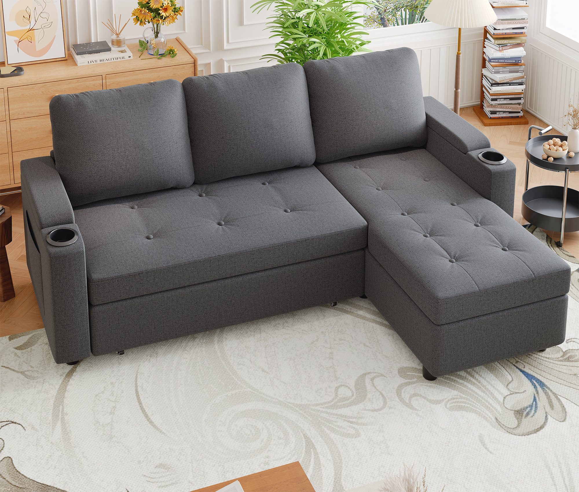 HOMALL Ecksofa Multifunktionaler Stauraum Ausziehbares L-förmiges Schlafsof günstig online kaufen