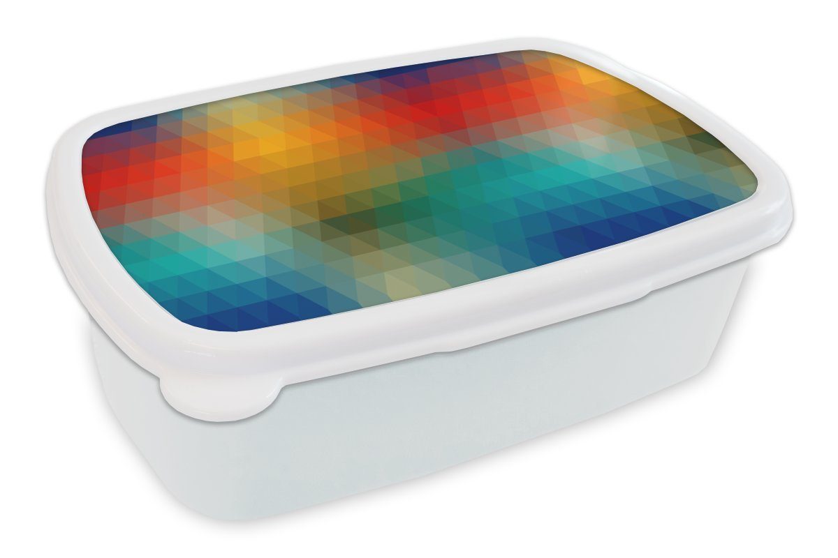 MuchoWow Lunchbox Design - Retro - Muster - Pixel, Kunststoff, (2-tlg), Brotbox für Kinder und Erwachsene, Brotdose, für Jungs und Mädchen weiß