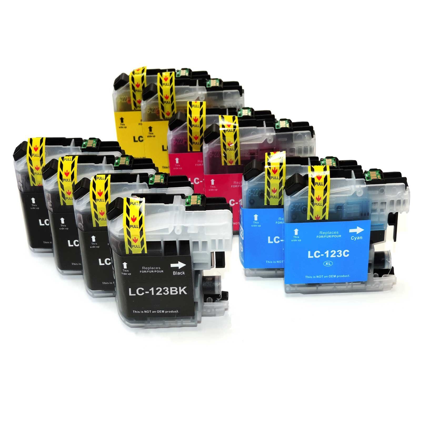 XL Cyan, (4x Kompatibel Schwarz, Multipack 2x Tintenpatrone D&C Brother LC-123 10-Farben