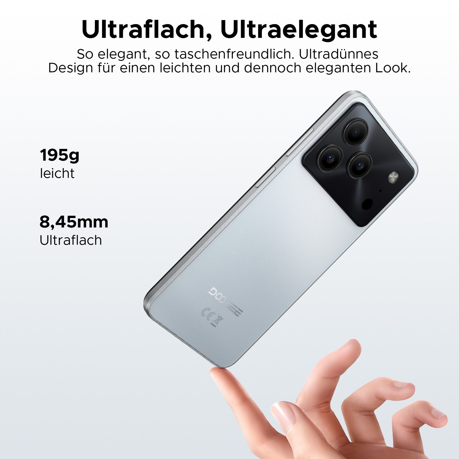 DOOGEE Note 56 Android 16 Handy Ohne Vertrag, 6150mAh, 6.56" 90Hz HD Smartphone (6.56 Zoll, 64 GB Speicherplatz, 8 MP Kamera, 3GB+64GB Speicher, 4G Dual SIM, 8,45mm dünn, Face ID, GPS)