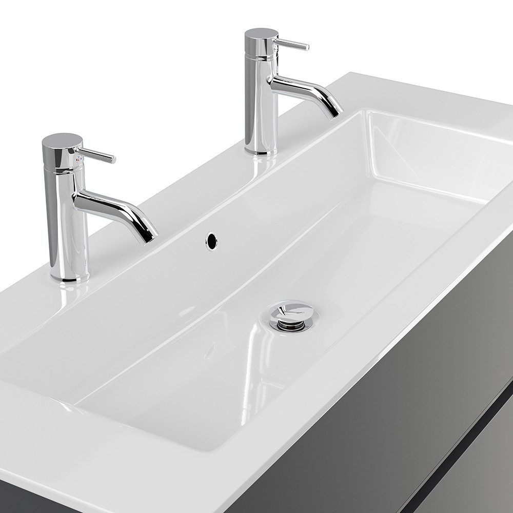 Lomadox Doppelwaschtisch LIVIGNO-02, 120cm breit, Mineralgusswaschbecken, graphit matt