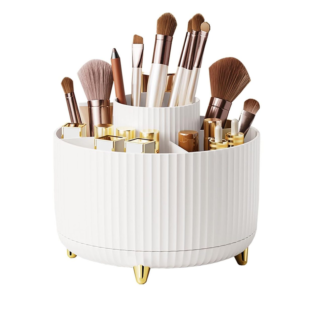 FELIXLEO Make-Up Organizer 360 Drehbarer Make up Organizer 5 Fächer für Schminktisch Weiß, 1-tlg.