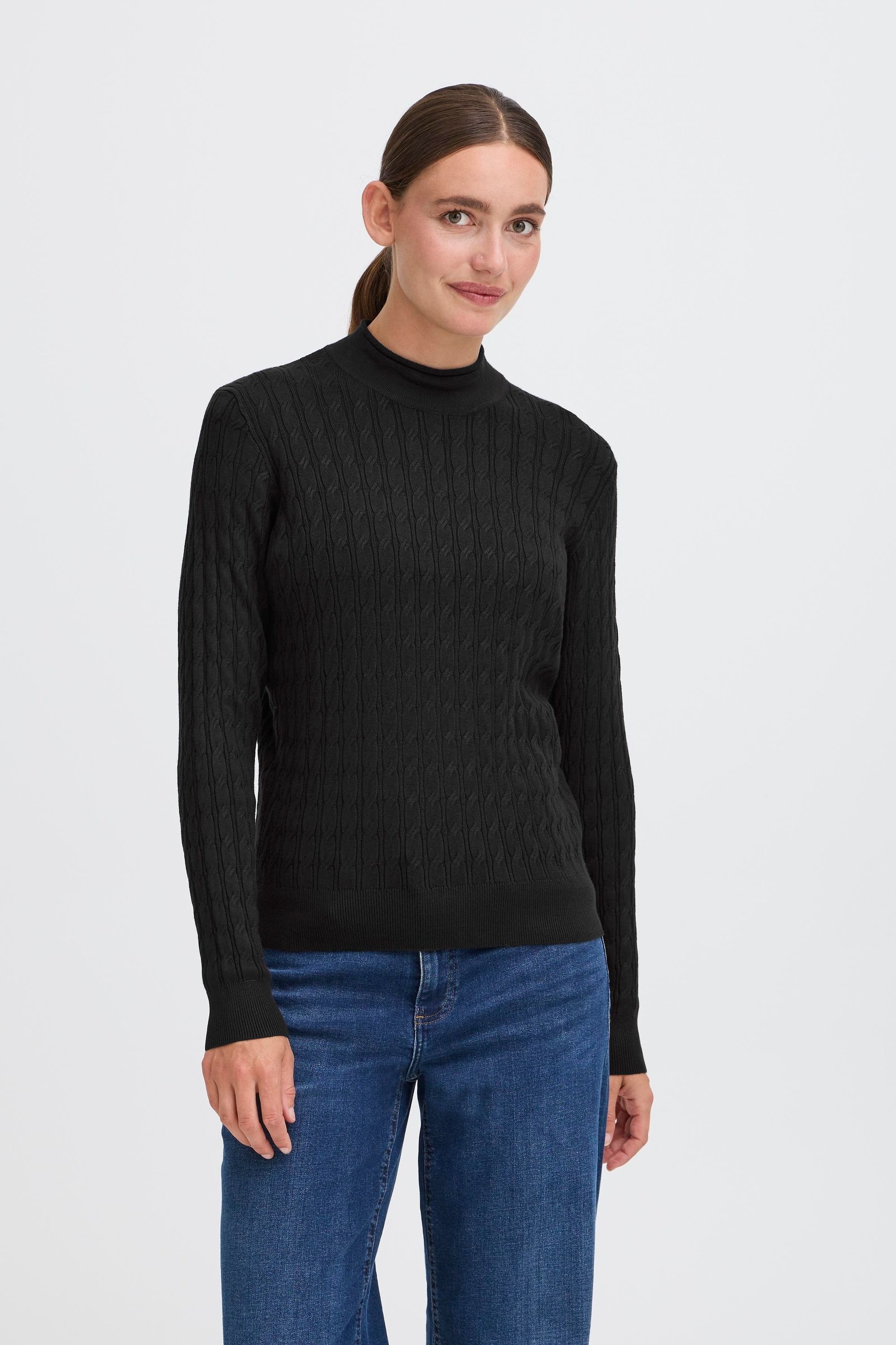 OXMO Rollkragenpullover OXSally Modischer Rollkragenpullover mit Zopfmuster
