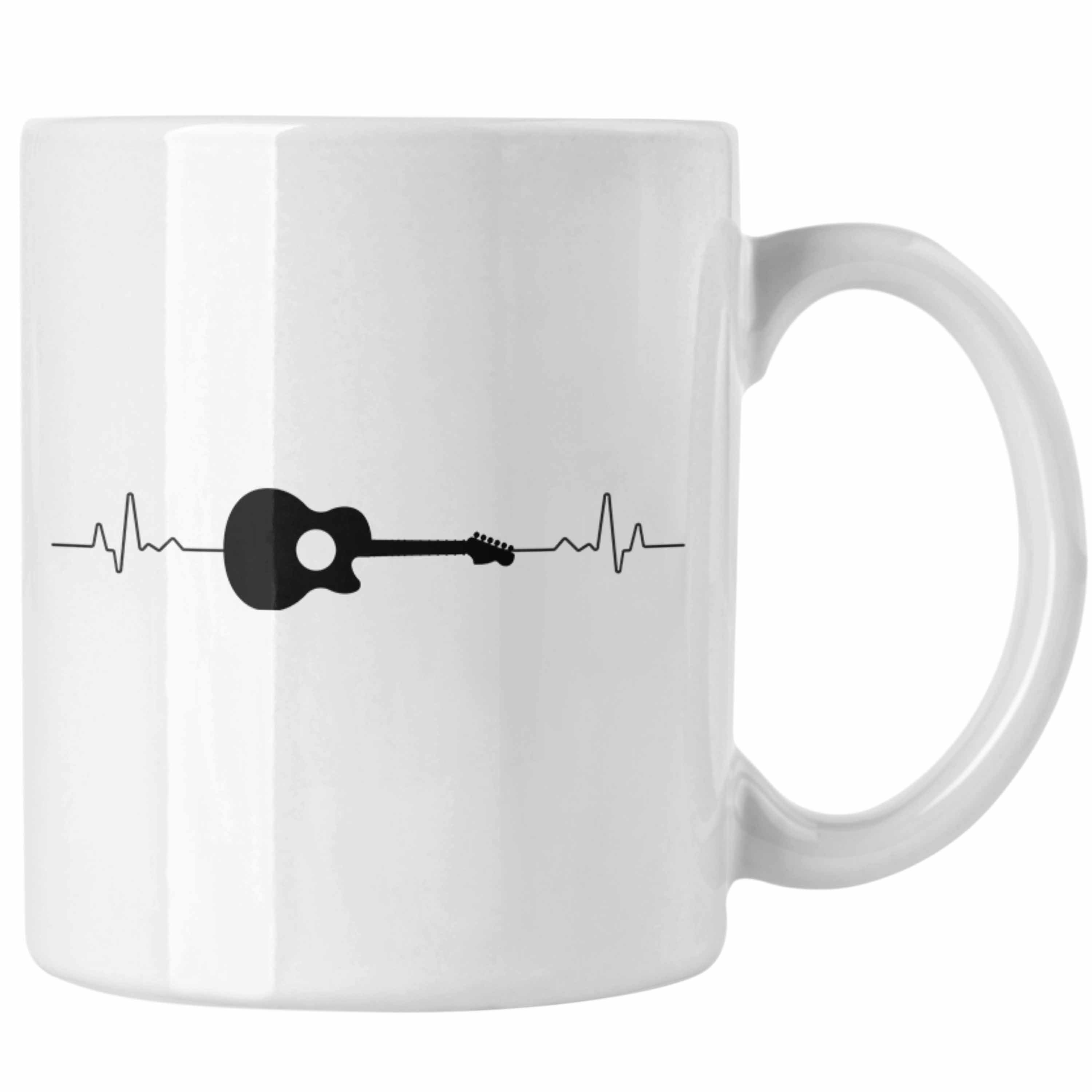 Gitarre Weiss Trendation Geschenkidee Weihnachten Geschenk Geburtstag Herzschlag - Gitarist Trendation Tasse für Tasse