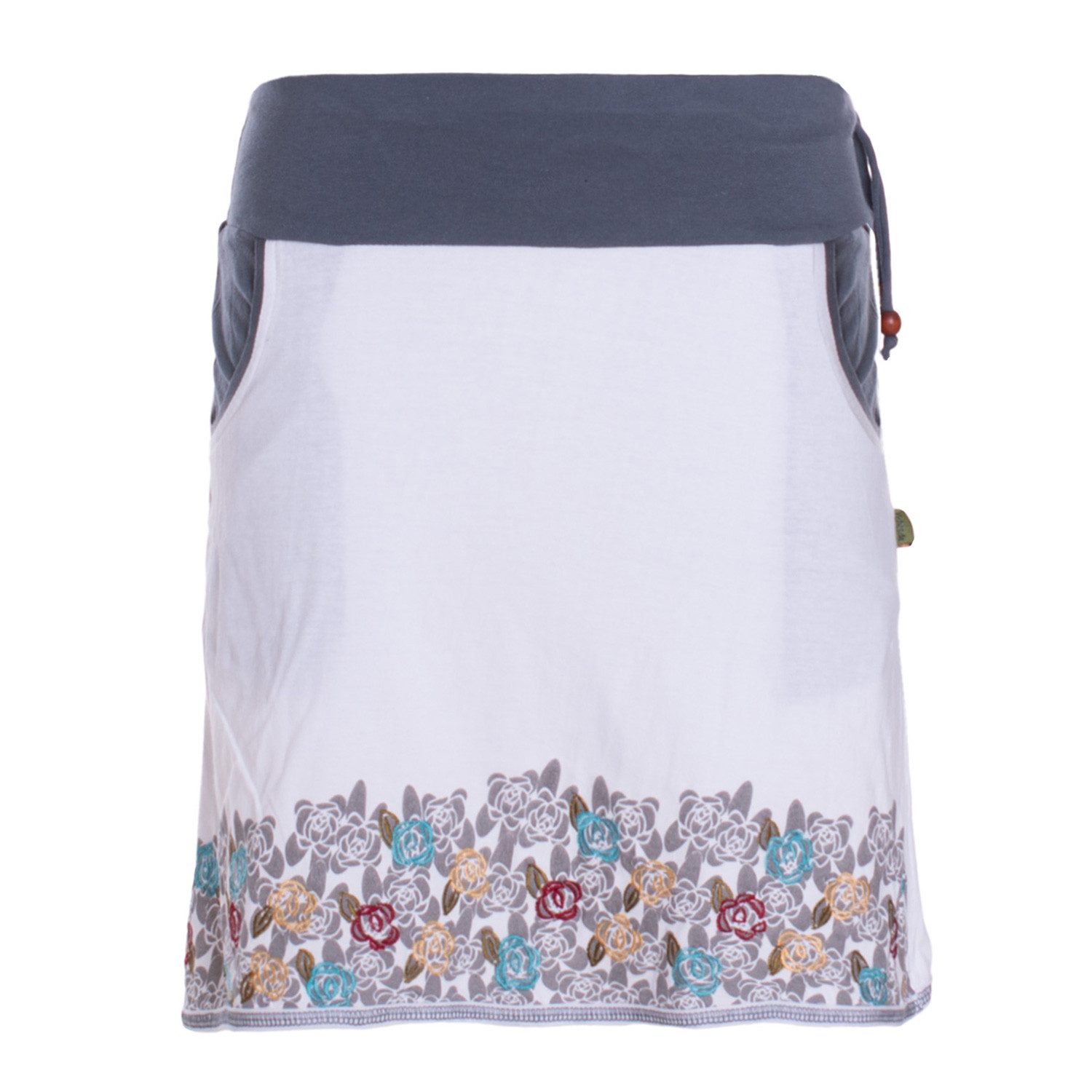 Vishes Minirock Blumen-Muster breiter Bund mit Kordel-Zug und Taschen mit Stickerei Alternative Bekleidung, Ethno, Hippie, Retro Style