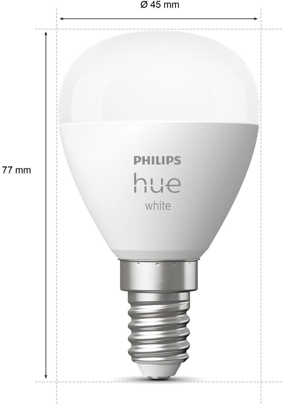 Philips Hue Luster 2x470lm!, St., LED-Leuchtmittel 2 White E14, Doppelpack E14 Warmweiß