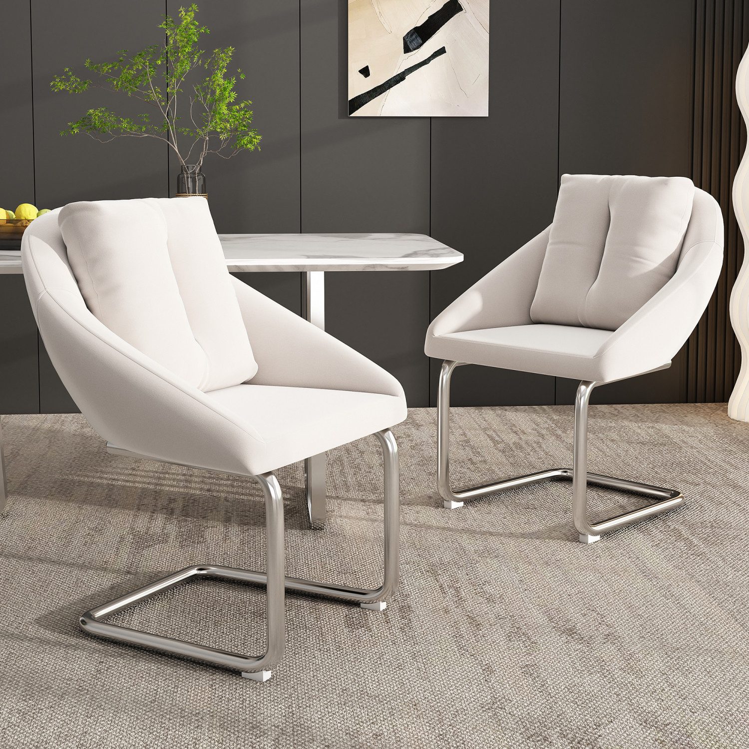 Flieks Freischwinger (Set, 2 St), 2er Set Esszimmerstühle mit Rückenkissen günstig online kaufen