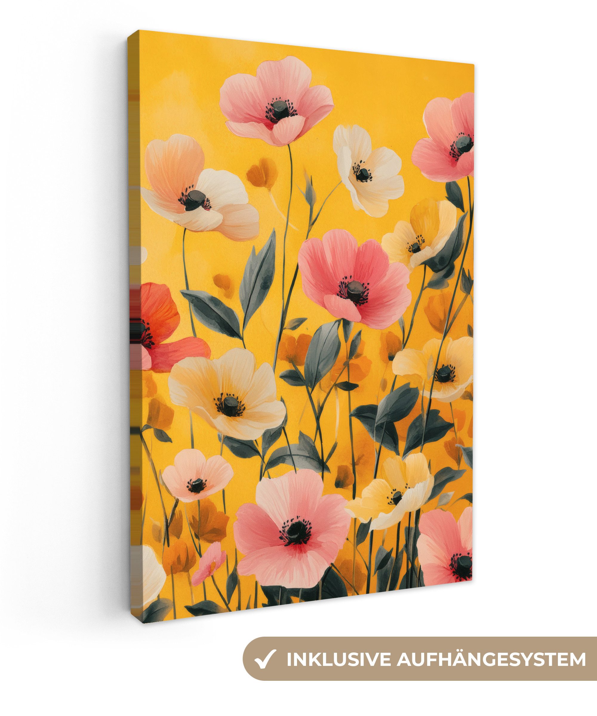 OneMillionCanvasses® Leinwandbild Blumen - Feld - Gelb, Fotodruck (1 St), L günstig online kaufen