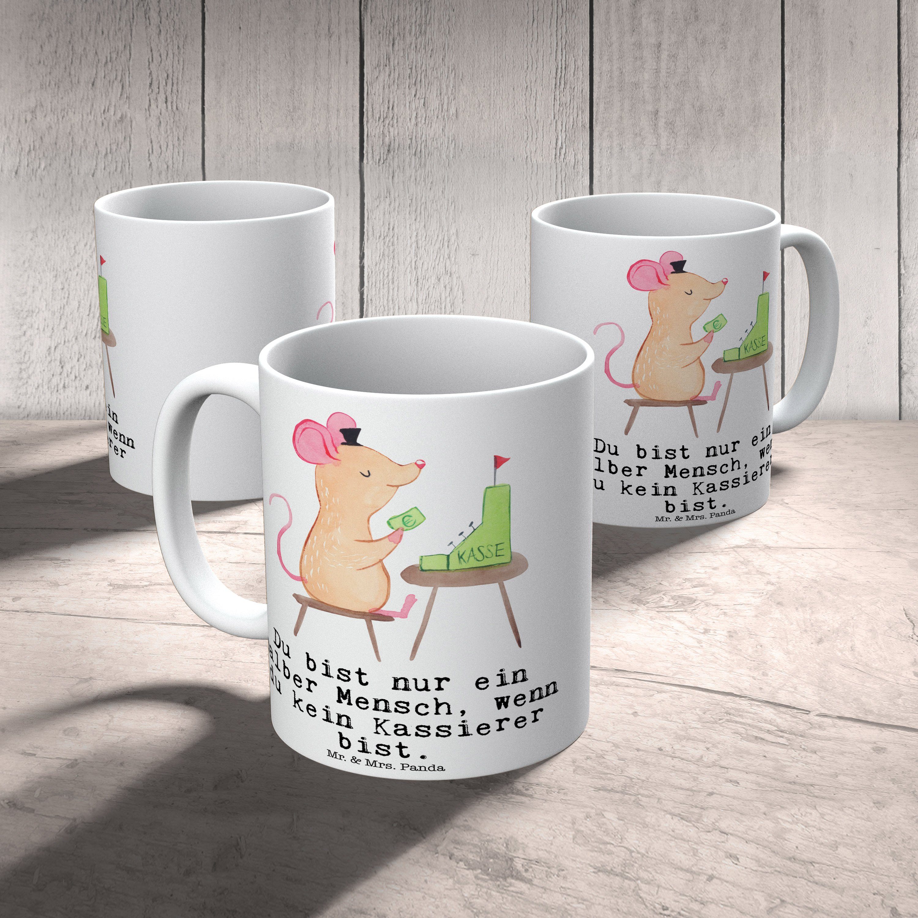 Kassenwart, & Weiß Ausbildung, Ta, Keramik Geschenk, Tasse Herz mit - Mrs. - Panda Mr. Kassierer Büro