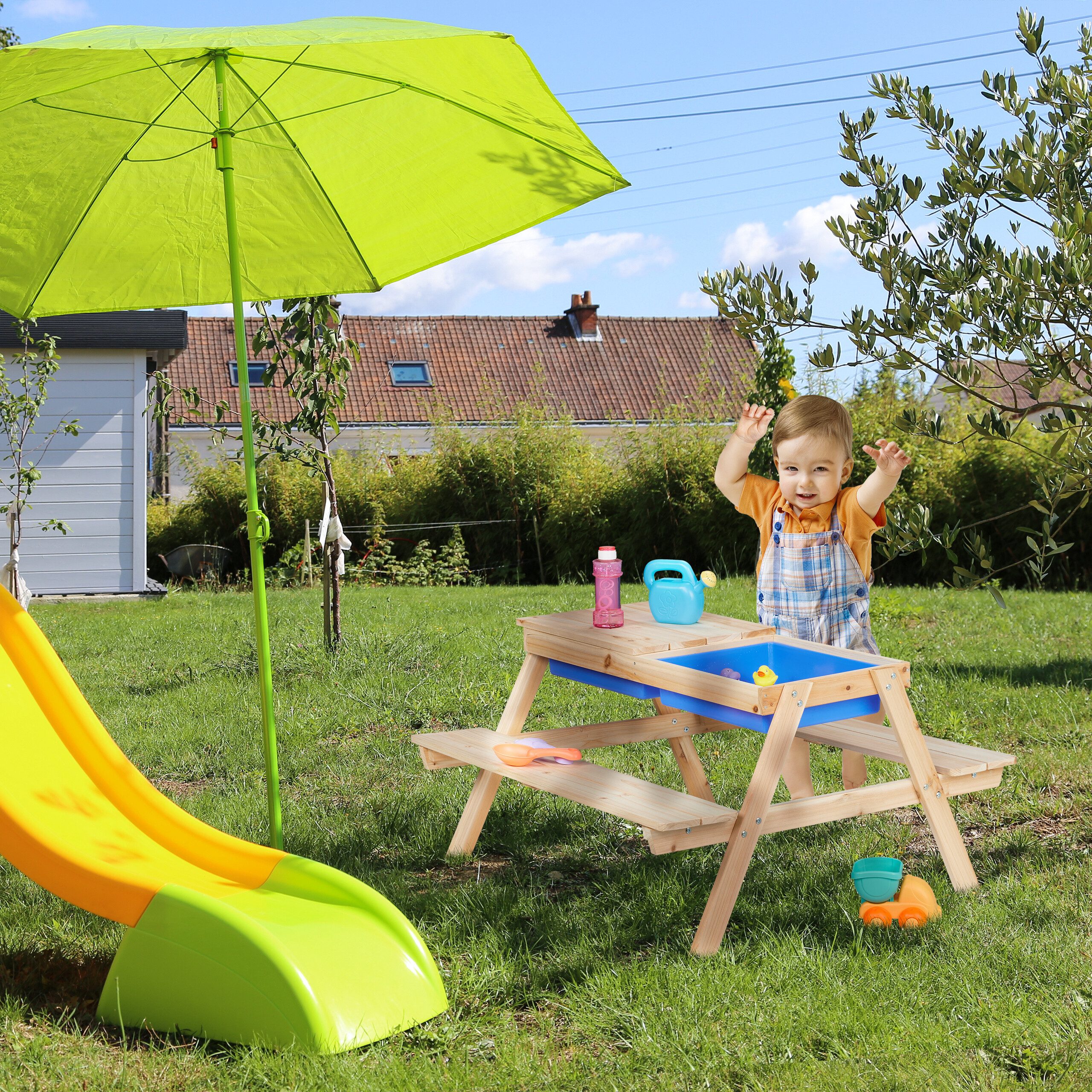 relaxdays children's seating set, wooden, with mud table