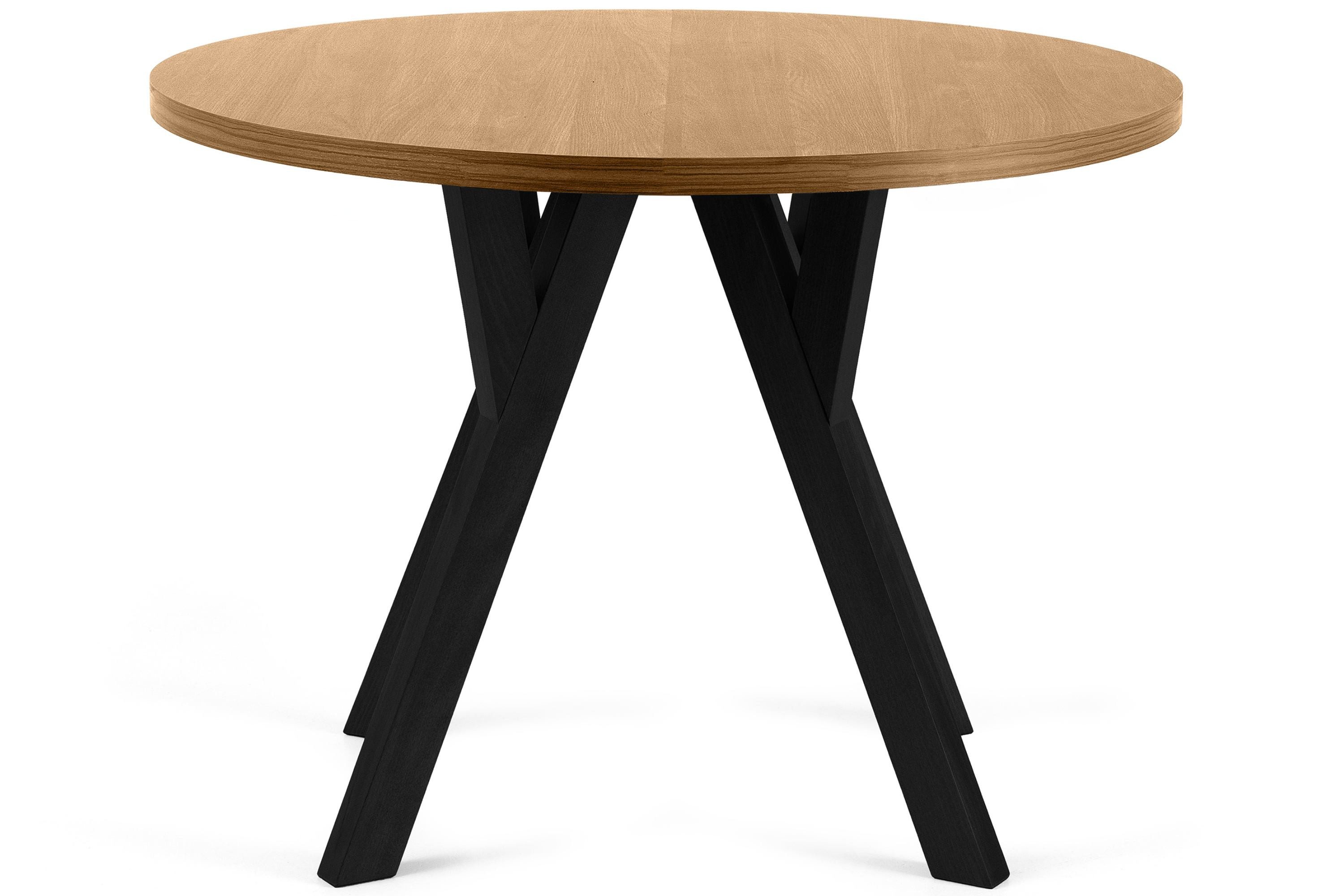 KONSIMO® Esstisch INDAGA Esszimmertisch Ausziehbar Rund, Loft-Stil, Massivholzrahmen aus Buche