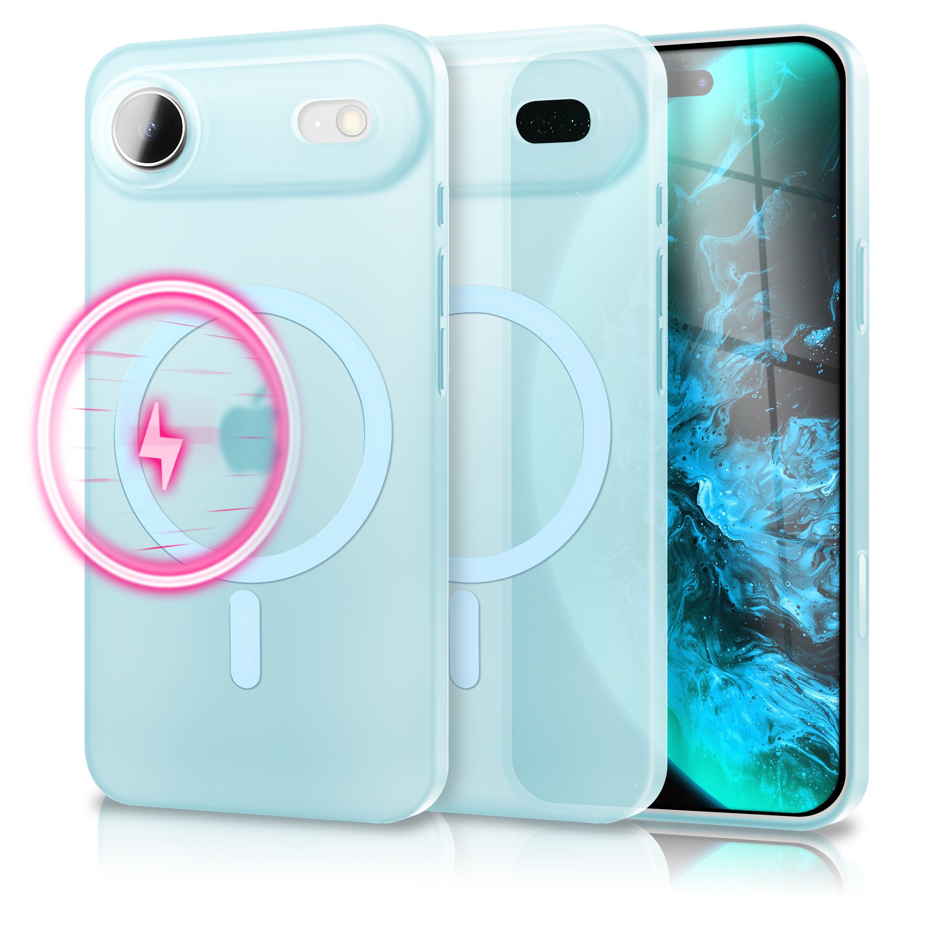 Nalia Smartphone-Hülle Apple iPhone 17 Air, MagSafe Hülle / Extrem Dünn 0,3mm / Semi-Transparent / Fein Mattiert