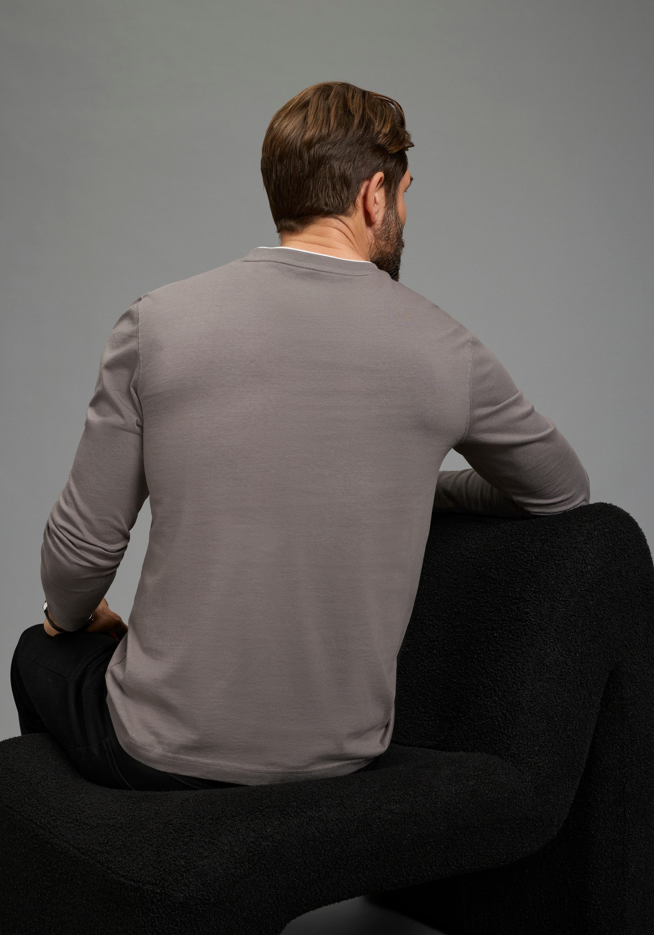 Man's World Langarmshirt neue Farbe! Langarm, bedruckt, Rundhalsausschnitt, aus 100% Baumwolle
