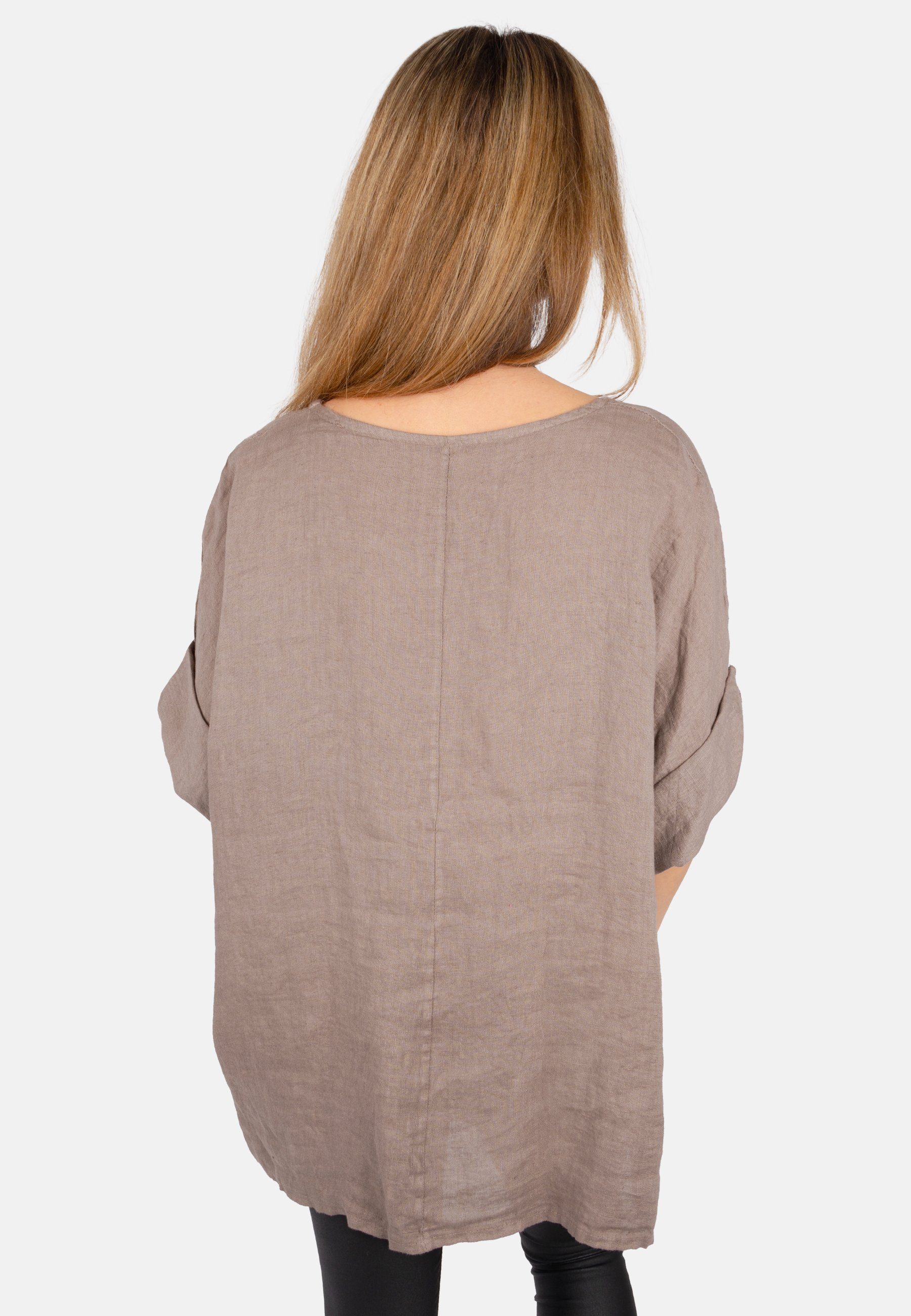 Seasons of April Kurzarmbluse LINA OVERSIZED Weit geschnittene Leinenbluse