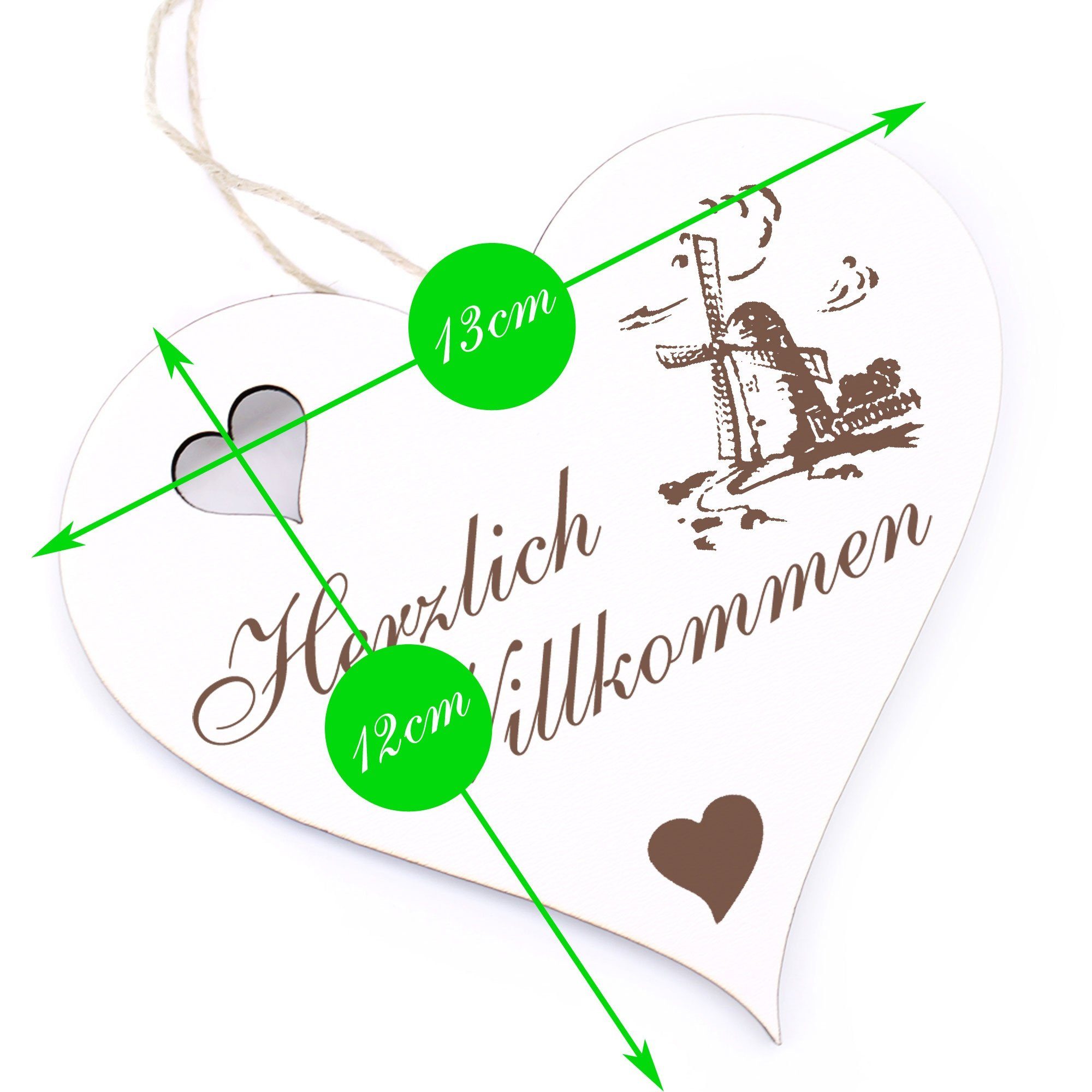 Hängedekoration Willkommen Dekolando 13x12cm Herzlich - - Windmühle