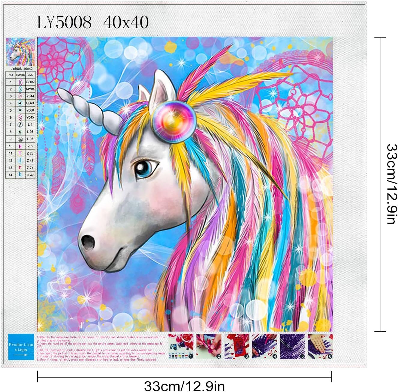 LA CUTE Malen nach Zahlen 5D Diamant Malset Einhorn Kristall Strass Malerei günstig online kaufen