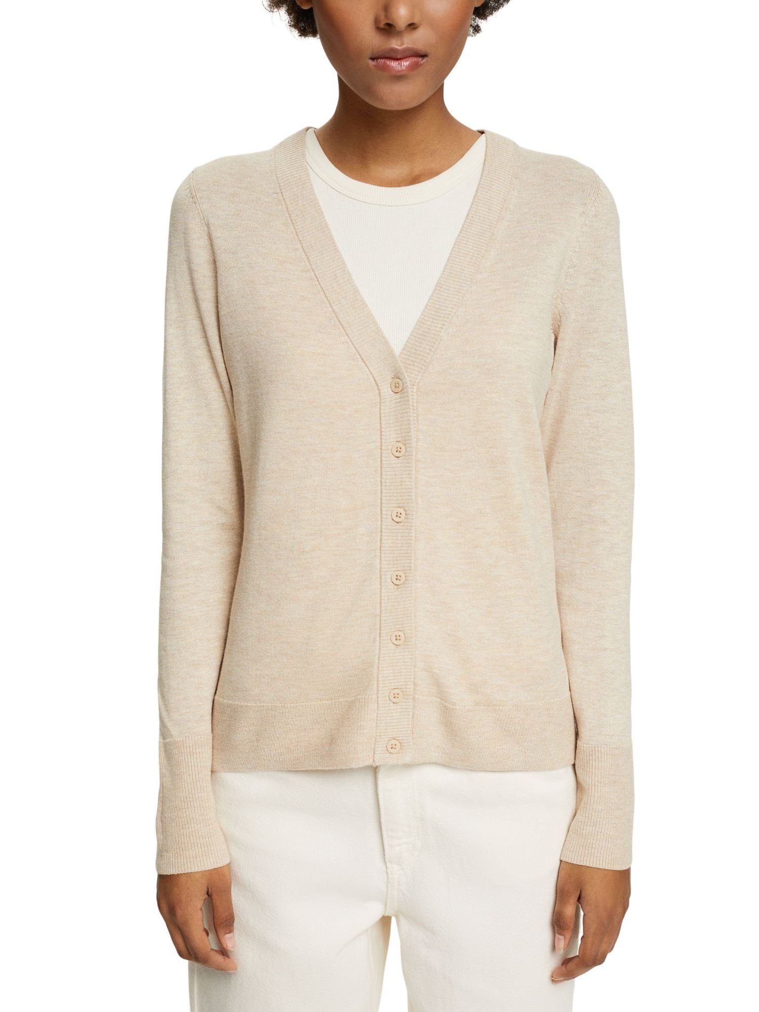 mit V-Ausschnitt Cardigan (1-tlg) Esprit SAND Strickjacke