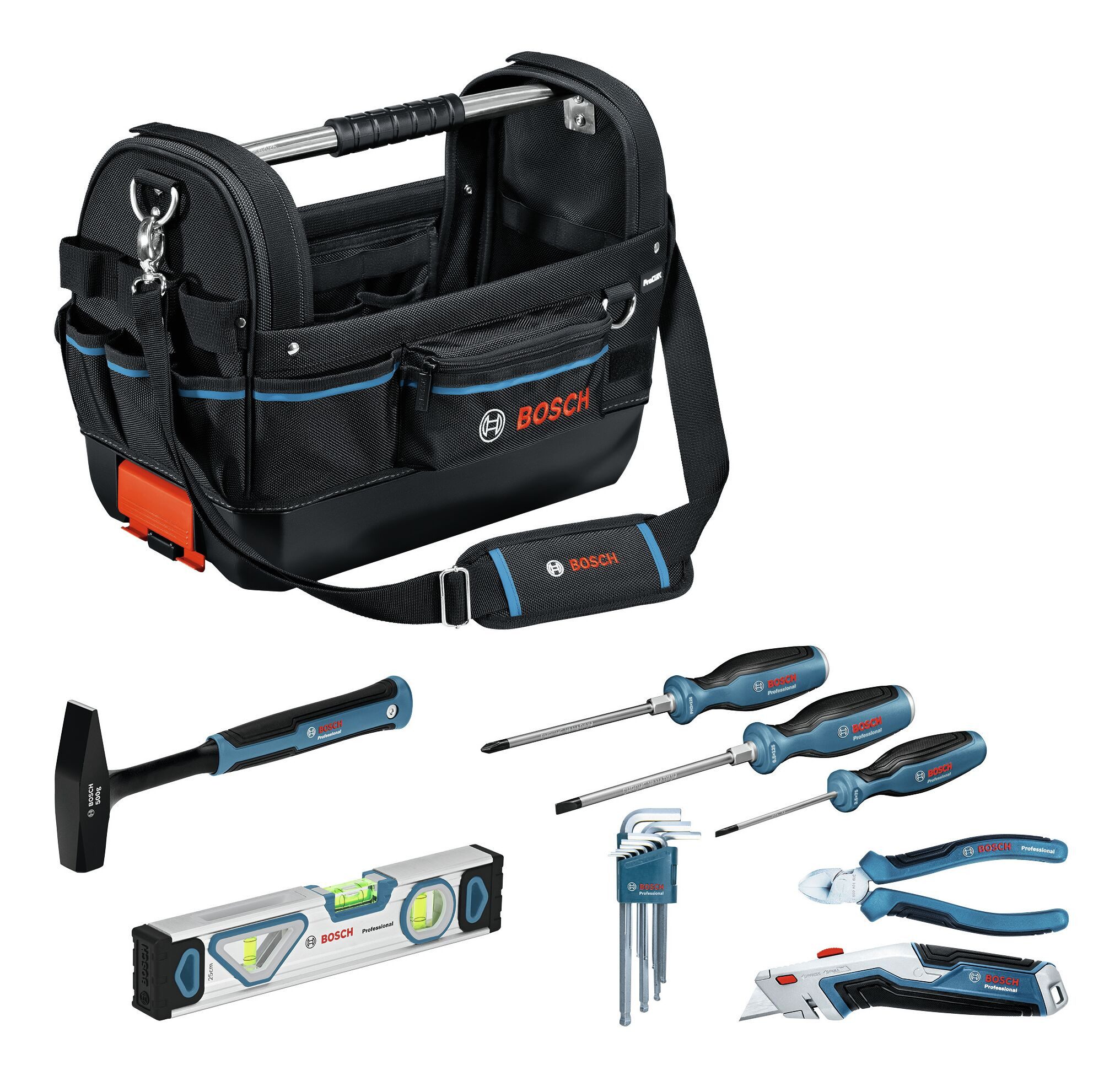 BOSCH Werkzeugtasche GWT 20, Combo Kit und Handwerkzeug-Set