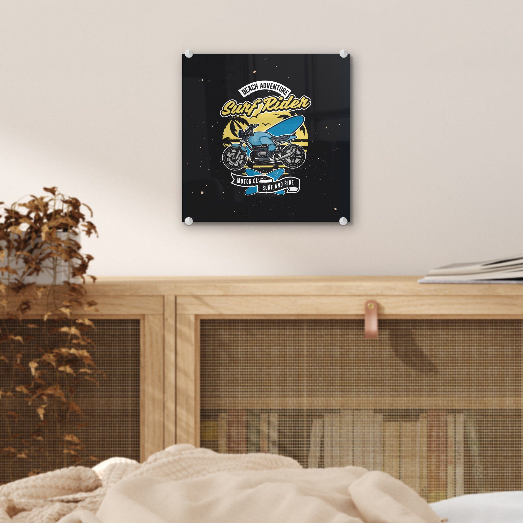 - Foto auf - Glasbilder (1 Acrylglasbild Bilder St), - - Strand, - auf Wanddekoration MuchoWow Vintage Glas Motor Glas Wandbild