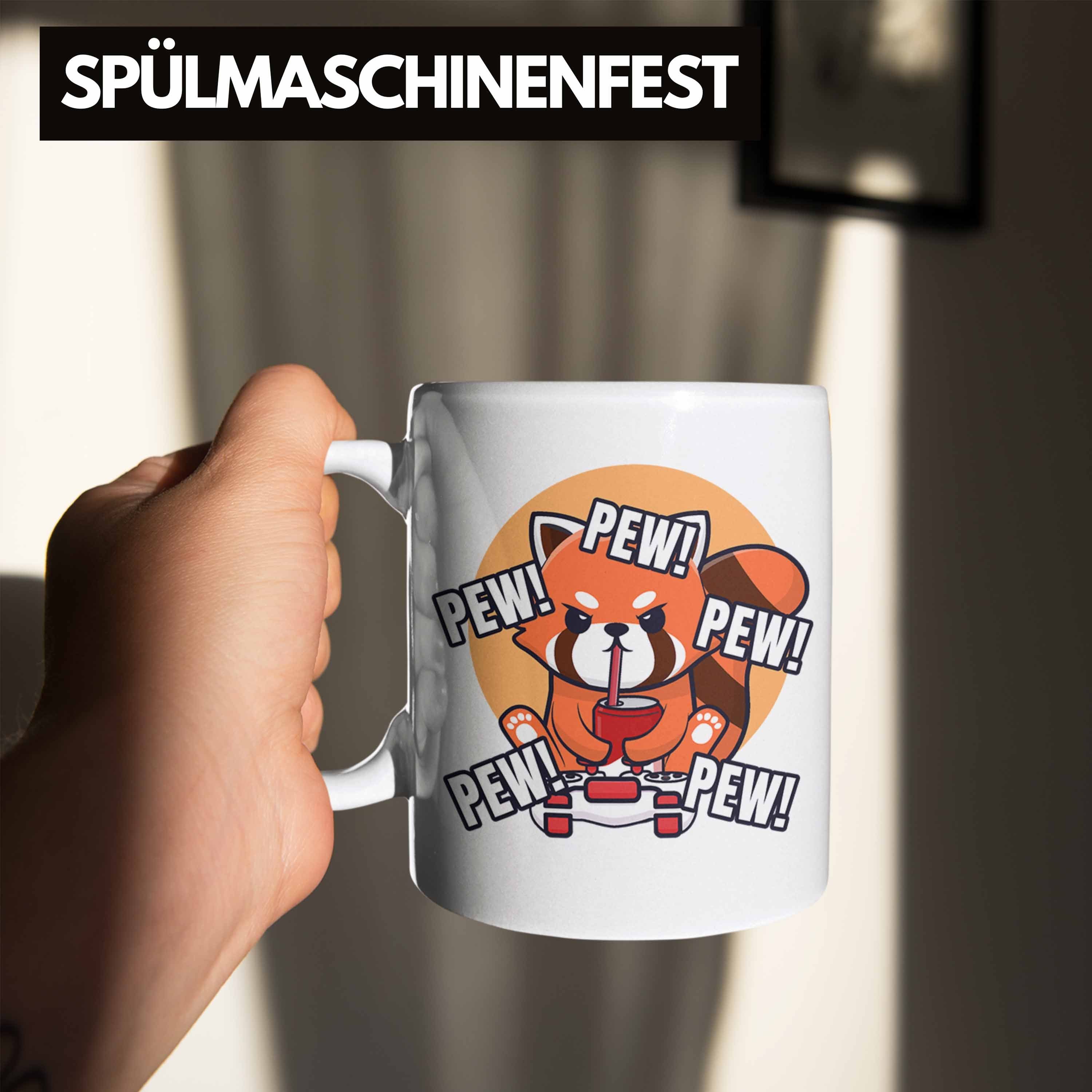 Tasse Grafik Tasse Gamer Mädchen Kinder Lustige - Pew Jungen Trendation für Trendation Geschenkidee Gaming Panda Jungs Weiss