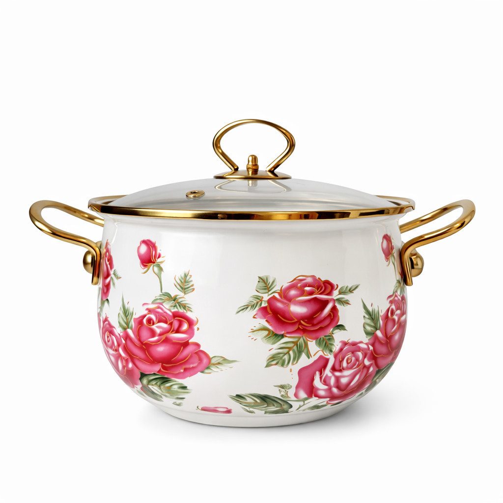 Zilner Topf-Set Kollektion emaillierter 3 Töpfe klassischen Natur inspirierten Designs, Aluminiumguss, Emaille (6-tlg)