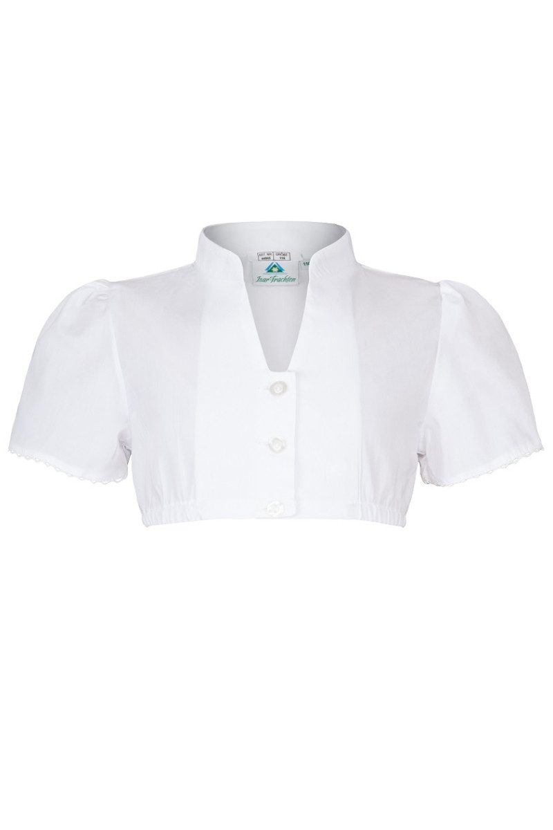 Isar-Trachten Trachtenbluse Dirndlbluse Kinder - ELISE - weiß