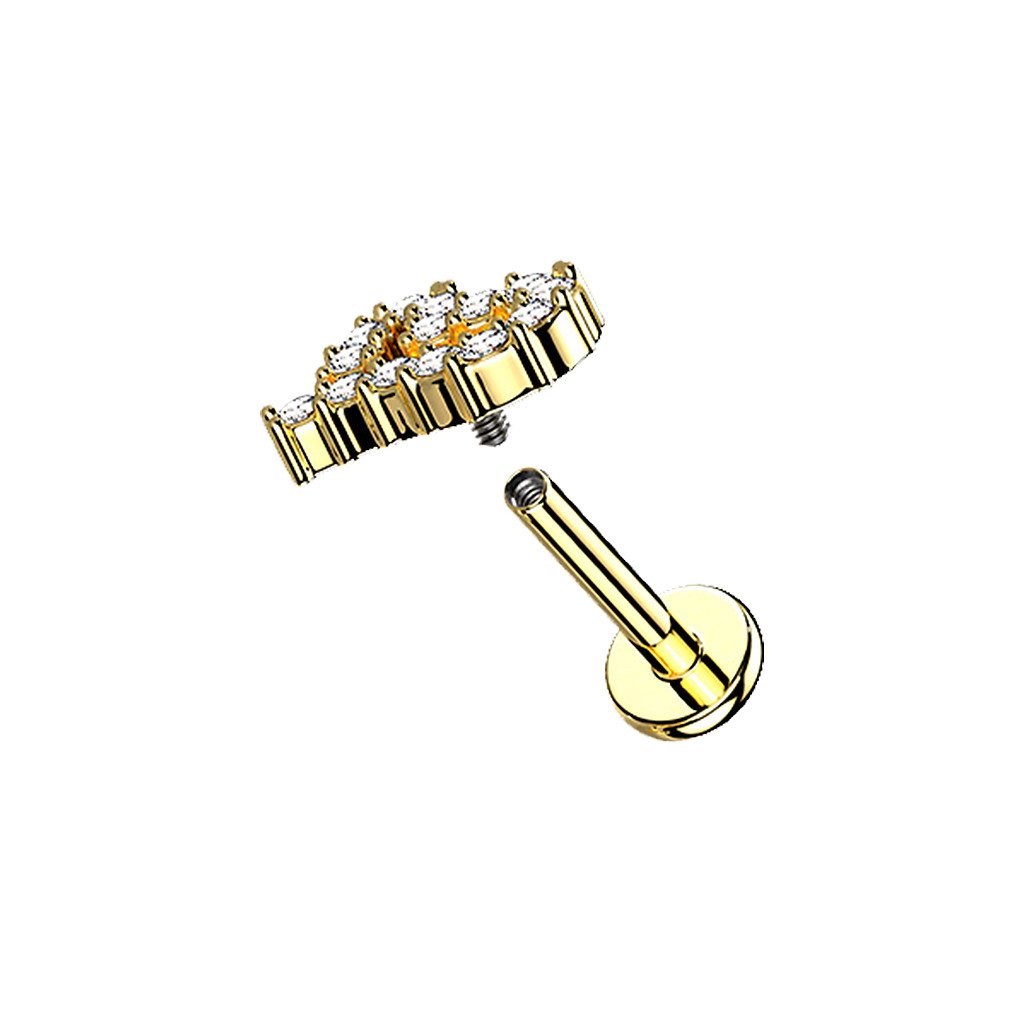 Taffstyle Piercing-Set Tragus Conch Piercing flach Innengewinde Zirkonia Herz Gold 8mm (Labret Ohr Tragus Helix Lobe Knorpel Piercing), Ohrstecker Labret Helix Lippenpiercing Stecker Ohrpiercing Cartilage