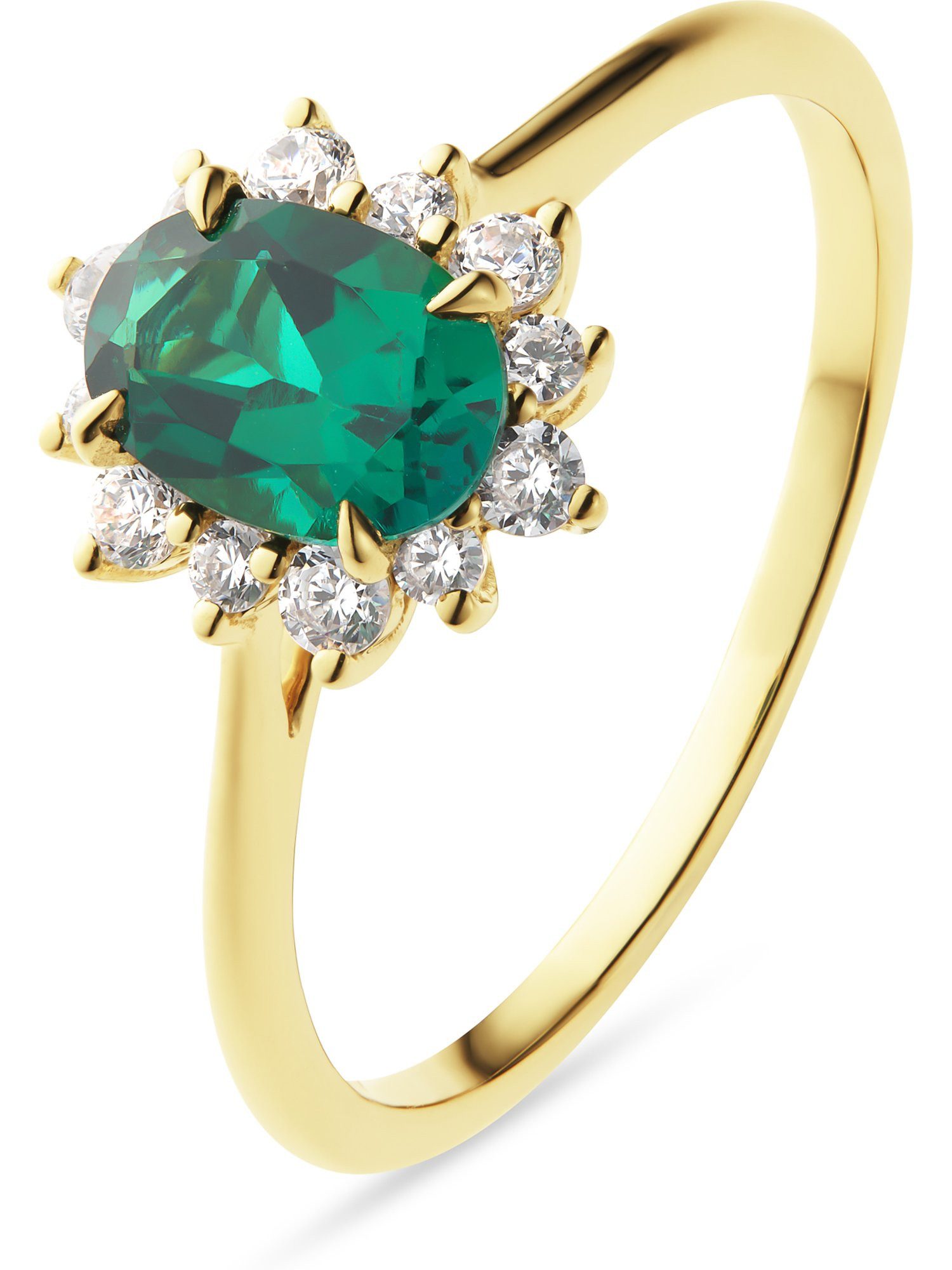 CHRIST Diamantring CHRIST Damen-Damenring 585er Gelbgold 1 Smaragd, Smaragd (synthetisch), Lab Grown