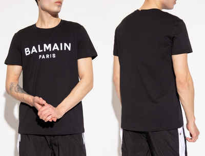 Balmain T-Shirt BALMAIN Flocked Logo Straight Fit T-Shirt Cotton Shirt Paris Tee M