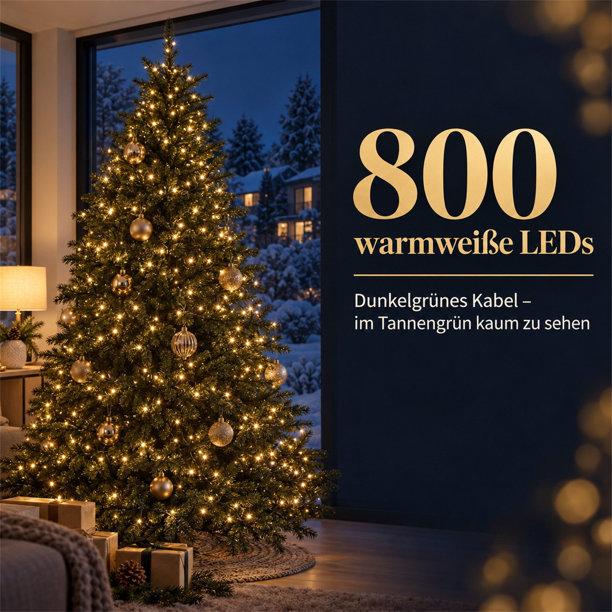 INtrenDU LED-Lichterkette Lichterkette warmeiß 800LED 16m, mit itegriertem Timer, Beleuchtungsprogrammen und Memoryfunktion – Bild 2 von 5