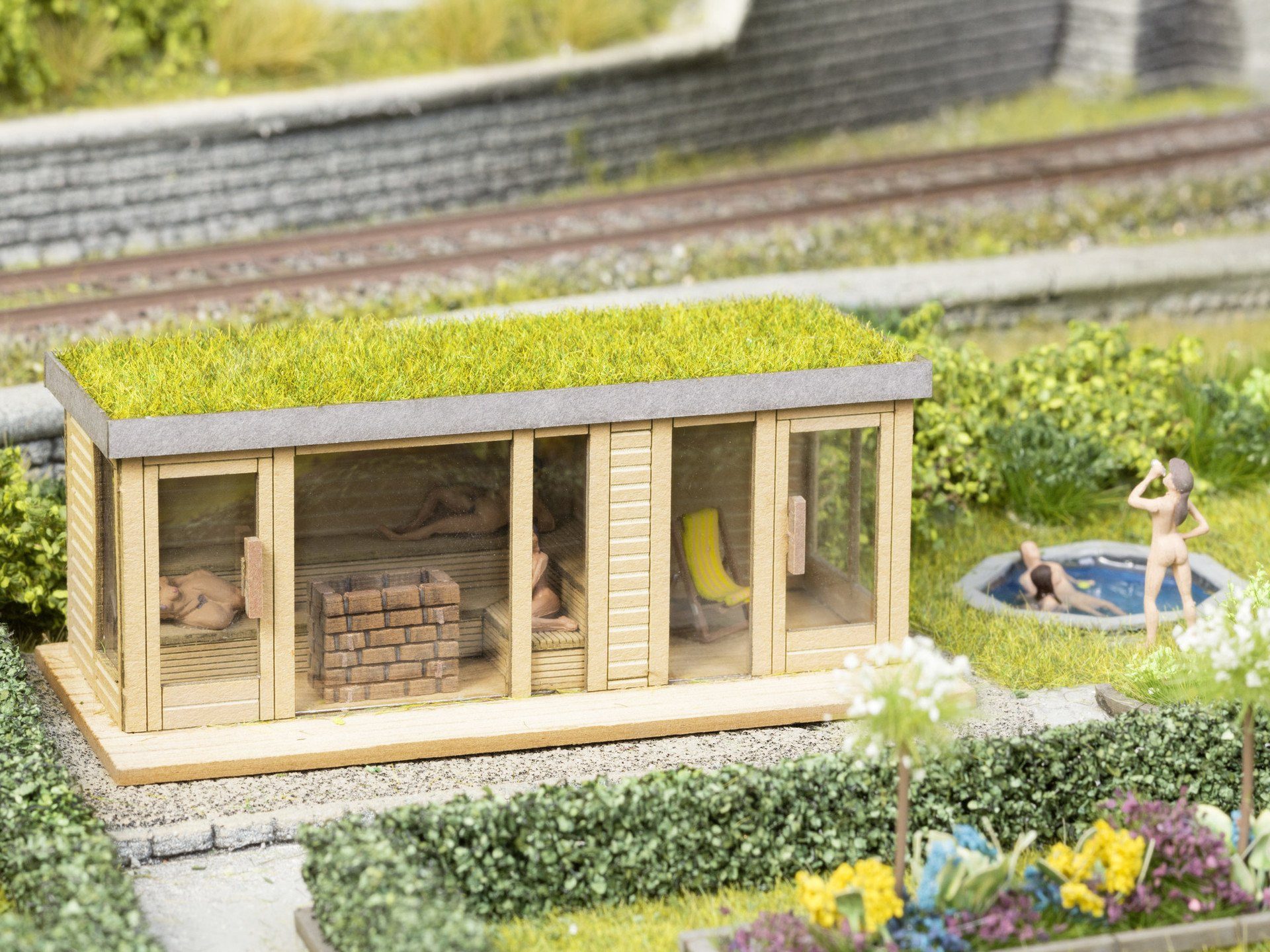 NOCH Модельное железнодорожное здание Sauna mit Ausblick, Modell Saunahaus, 8,9 x 4,3 cm