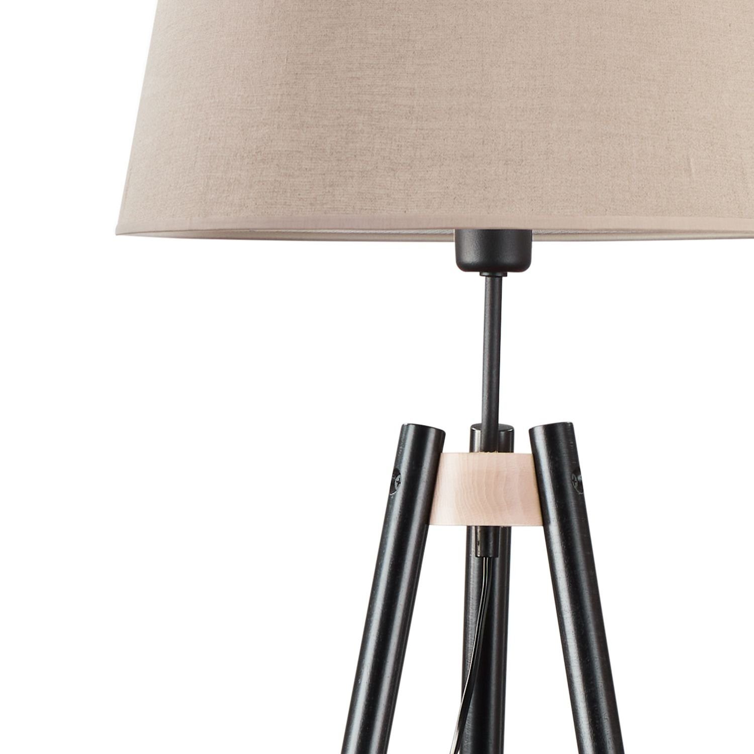 VAIO, ohne Dreibein Stoff Licht-Erlebnisse Ablage Holz Stehlampe Wohnzimmer E27 156 Tripod cm Leuchtmittel, mit