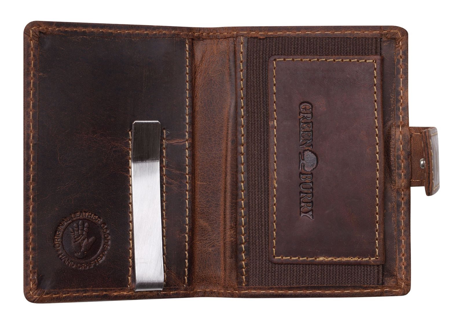 Greenburry Geldscheinklammer Card-Clip Case RFID, aus echtem Rindsleder mit RFID-Blocker Schutz