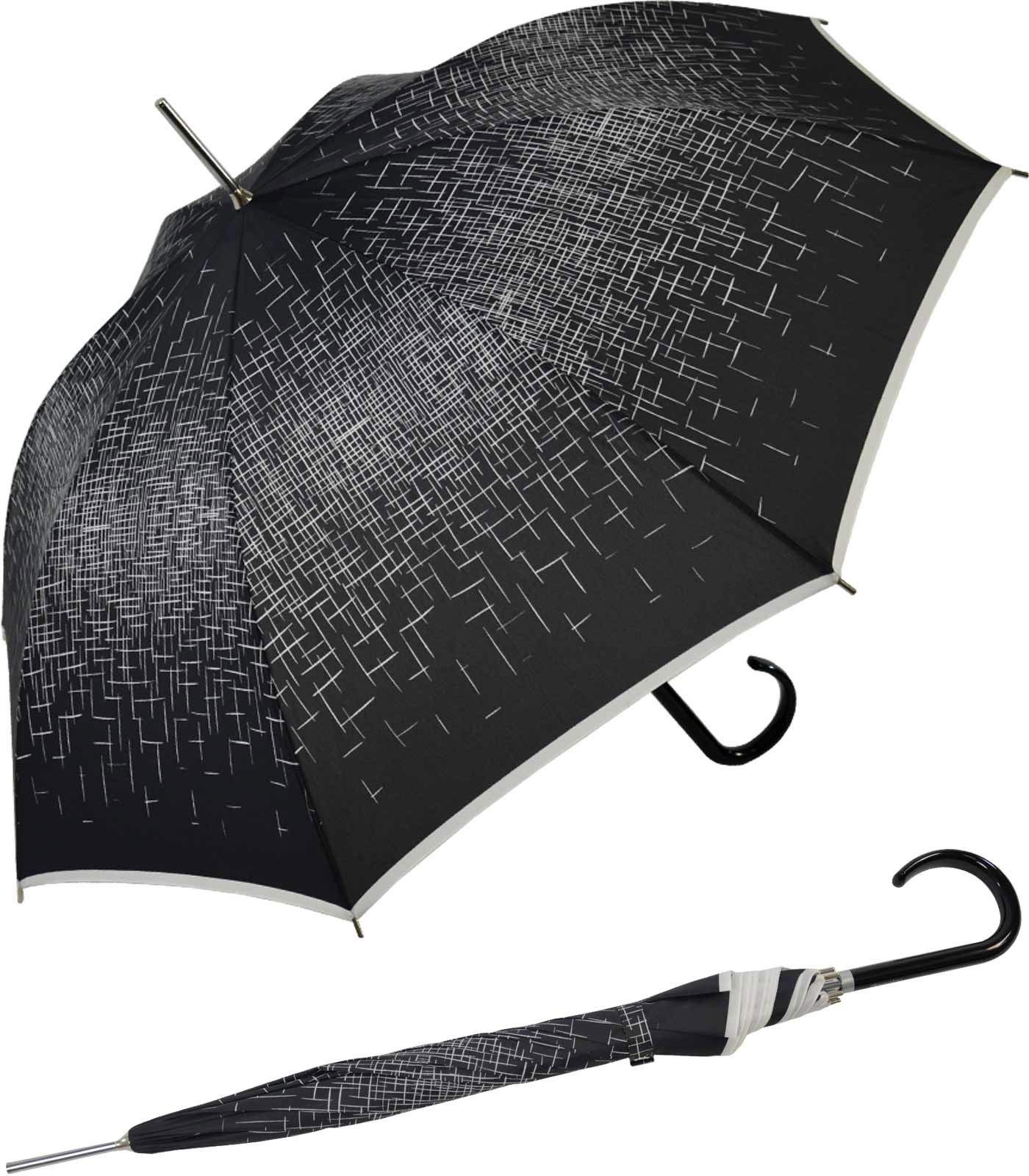 doppler® Langregenschirm extravagant bedruckter Damenschirm Auf-Automatik, der besondere Schirm für den großen Auftritt schwarz | Stockschirme
