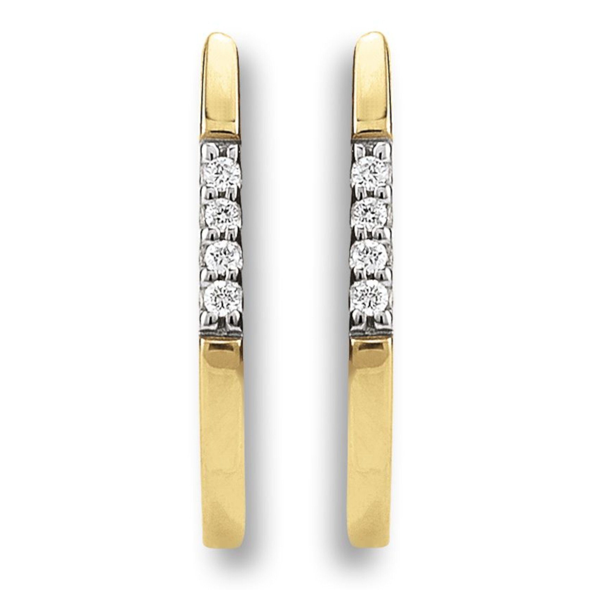 Paar Gold 0.03 Ohrstecker Damen aus 585 Ohrstecker Schmuck Ohrringe Gelbgold, ELEMENT ONE ct Brillant Diamant