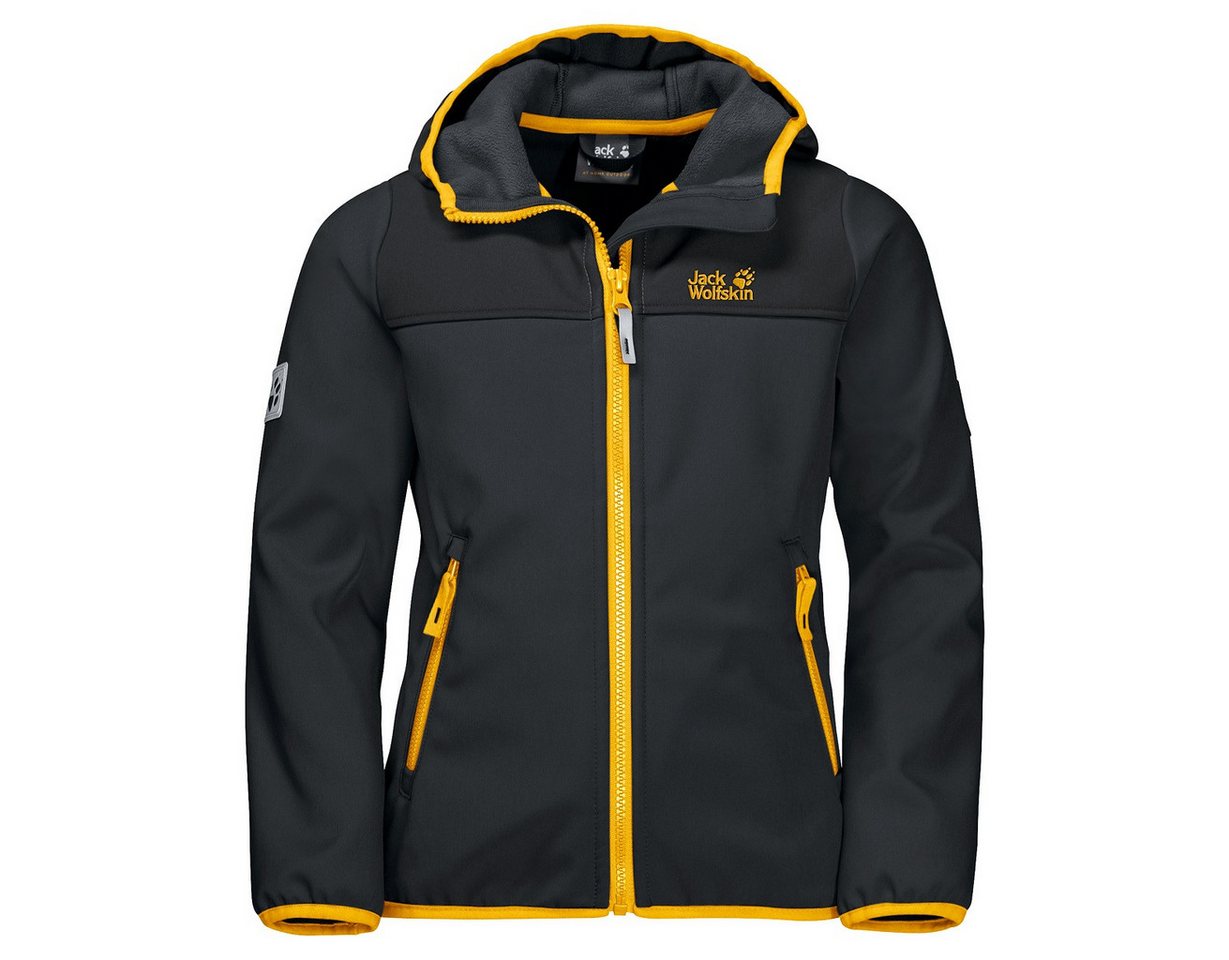 Jack Wolfskin Softshelljacke Fourwinds (wind-& wasserabweisend) grau/gelb Kinder