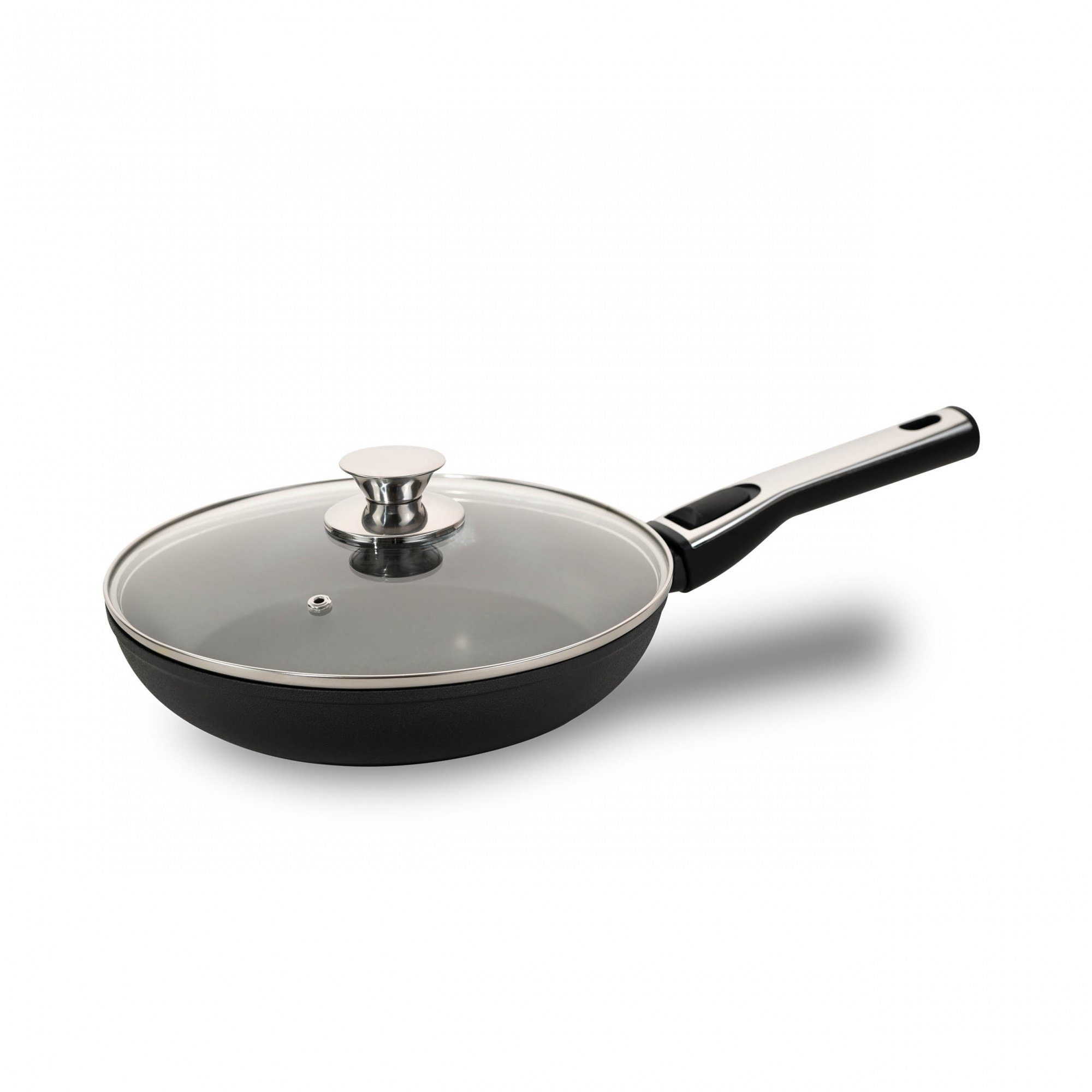 Genius Bratpfanne Cerafit Plasma Pfanne 24 cm, Aluminium (2er Set, 1 Bratpfanne 1 Deckel), Antihaft-Beschichtung, induktionsgeeignet, abnehmbarer Griff