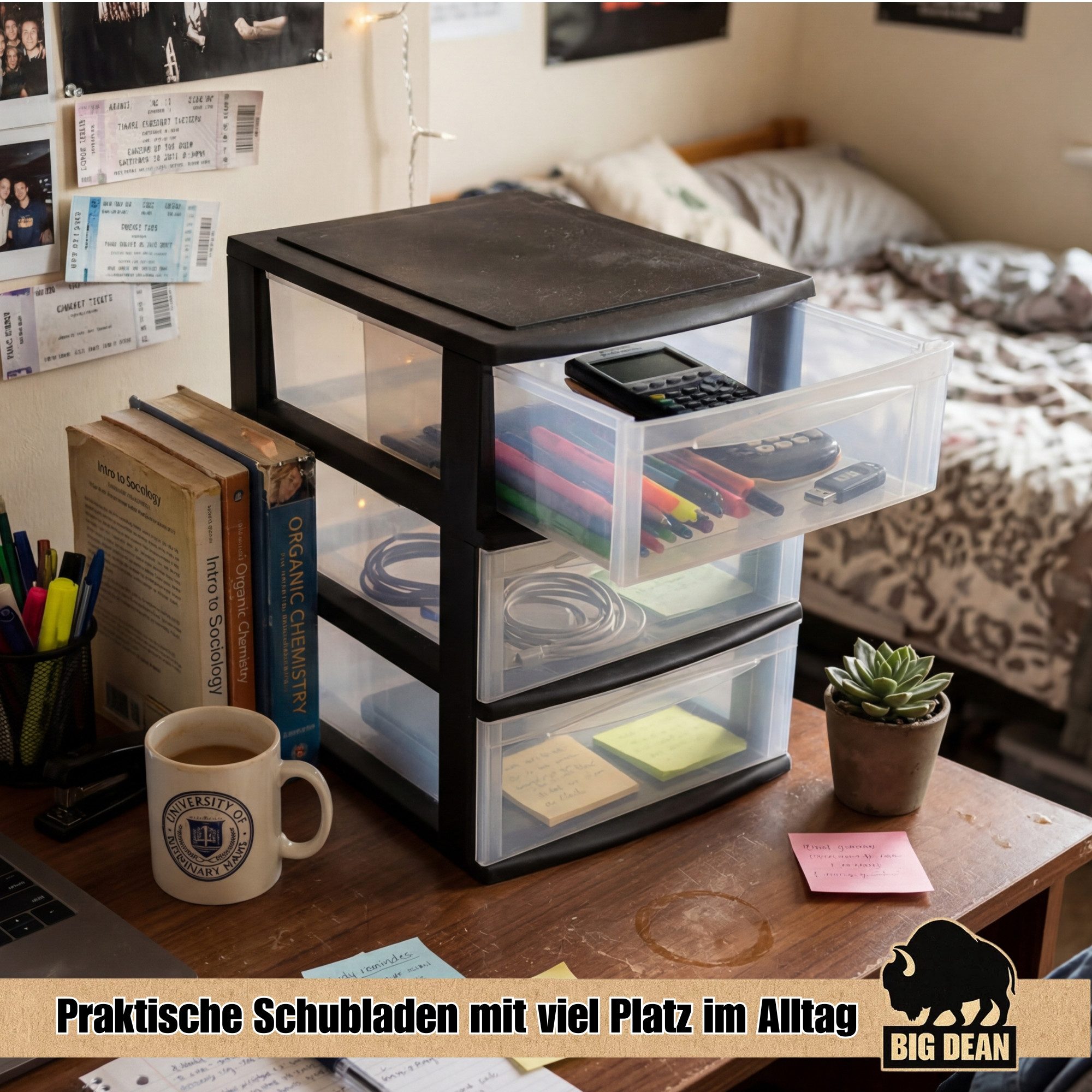 BigDean Schubladenbox A4 Schreibtisch Organizer Transparent mit extra hohen Schubladen, (Box-Set, 1-St., Schubladenbox), Stapelbare Konstruktion, transparente S – Bild 5 von 5