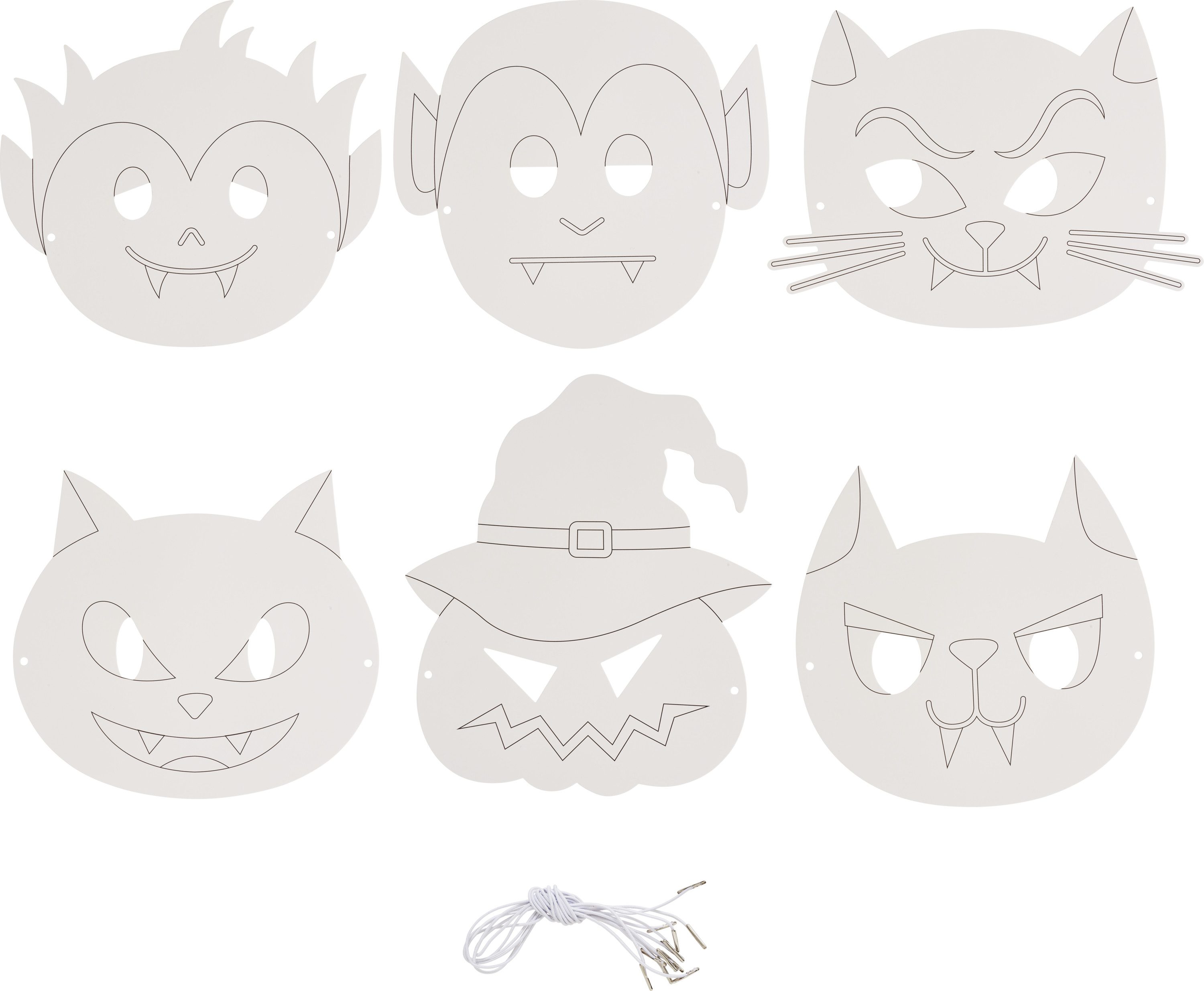 Artemio Malvorlage Kinder-Masken Halloween, 6er-Set