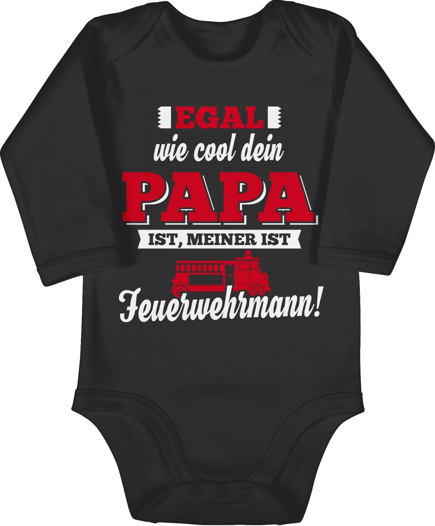 Shirtracer Shirtbody Mein Papa Feuerwehrmann Sprüche Baby Schwarz 2