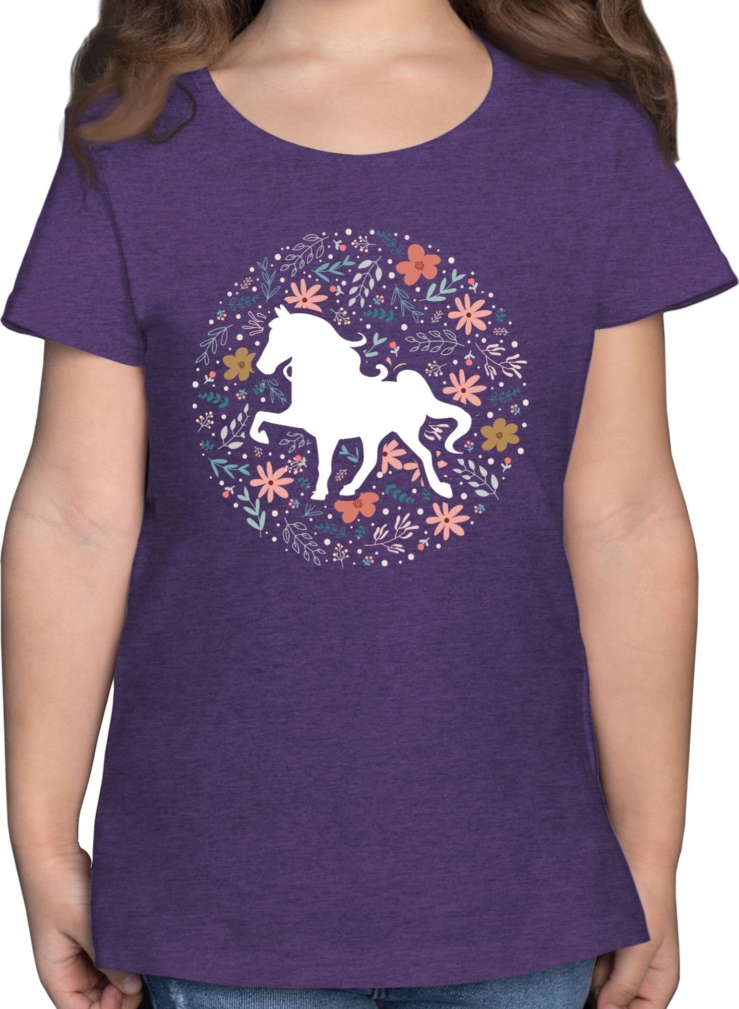 Shirtracer T-Shirt Pferd mit Blumen Pferd 3 Lila Meliert | T-Shirts