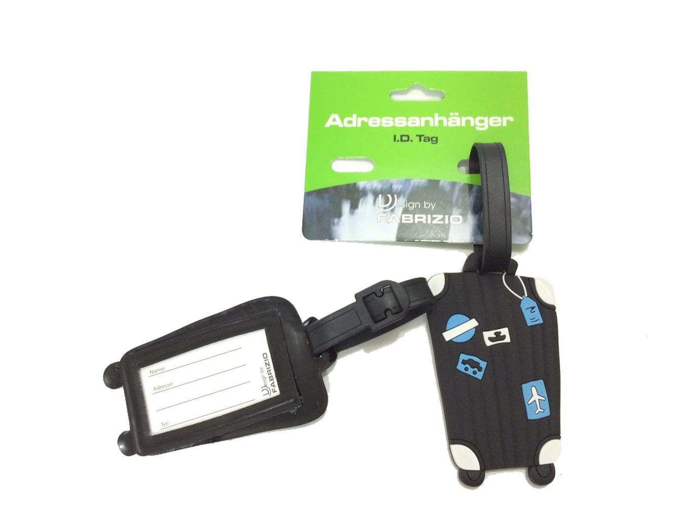 fabrizio® Gepäckanhänger 2 Adressanhänger / Kofferanhänger Trolley Koffer, schwarz