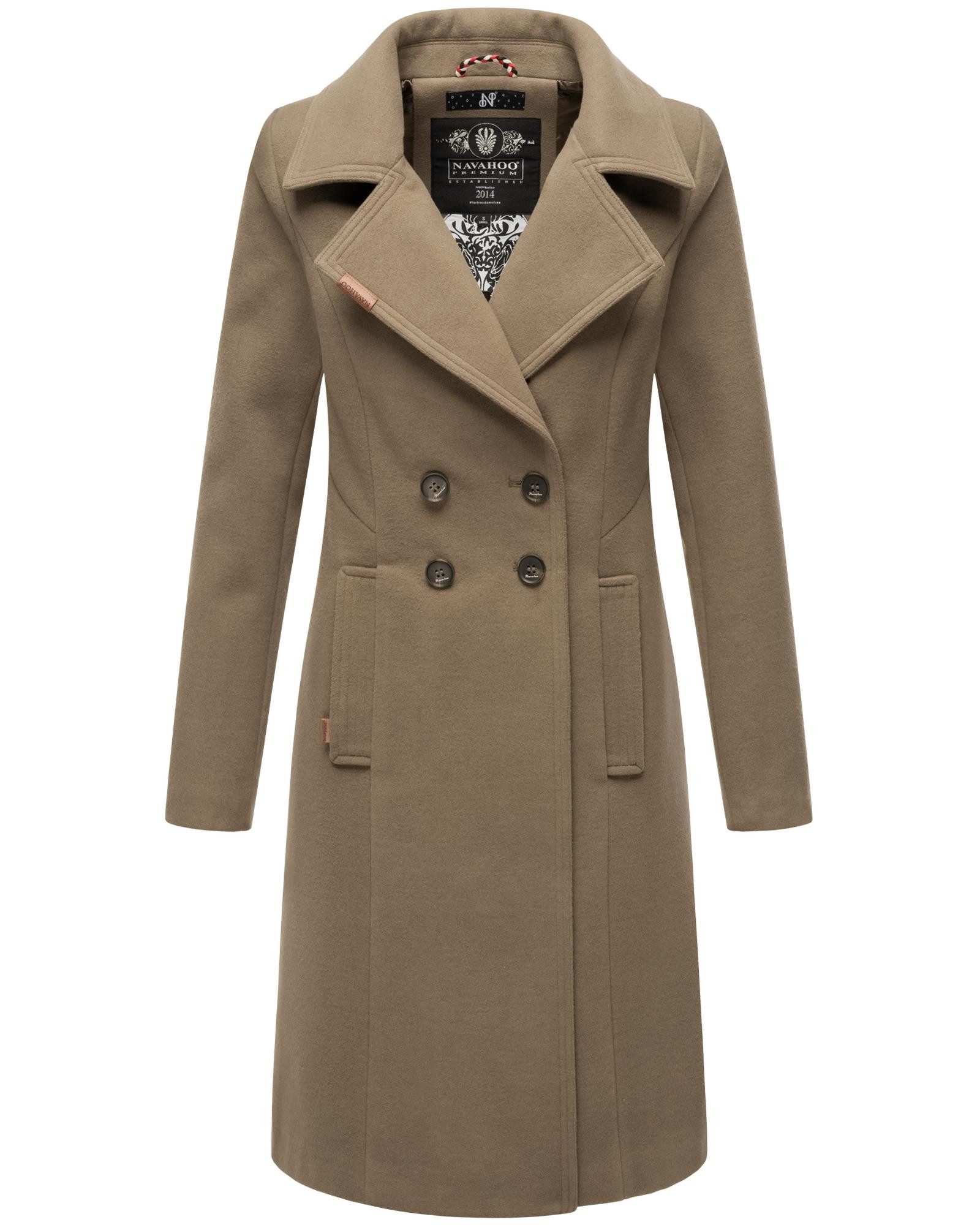 Navahoo Wintermantel Wooly edler Damen Trenchcoat in Wollmantel-Optik
