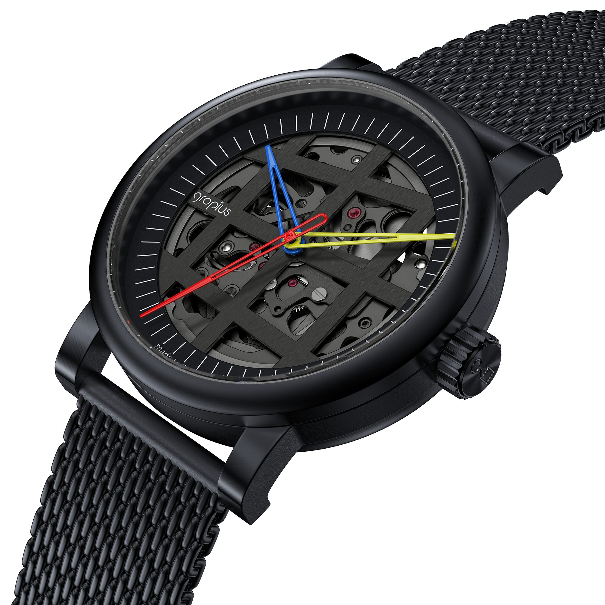 Walter Gropius Automatikuhr Made in Germany, Saphirglas, Atrium Automatik - WGA 801-03M, Designeruhr, Edelstahlband mit Easy-Release System, Edelstahlgehäuse