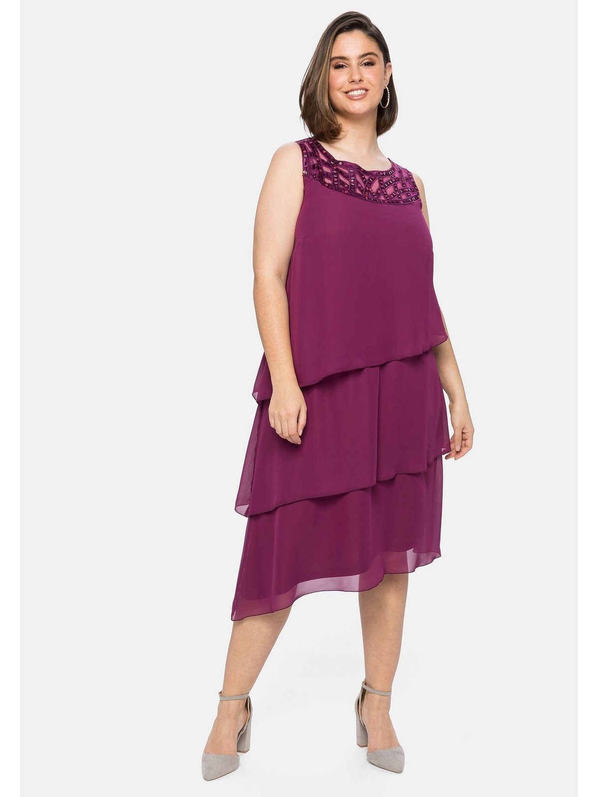 Sheego Cocktailkleid Große Größen Layerlook, im Pailletten mit