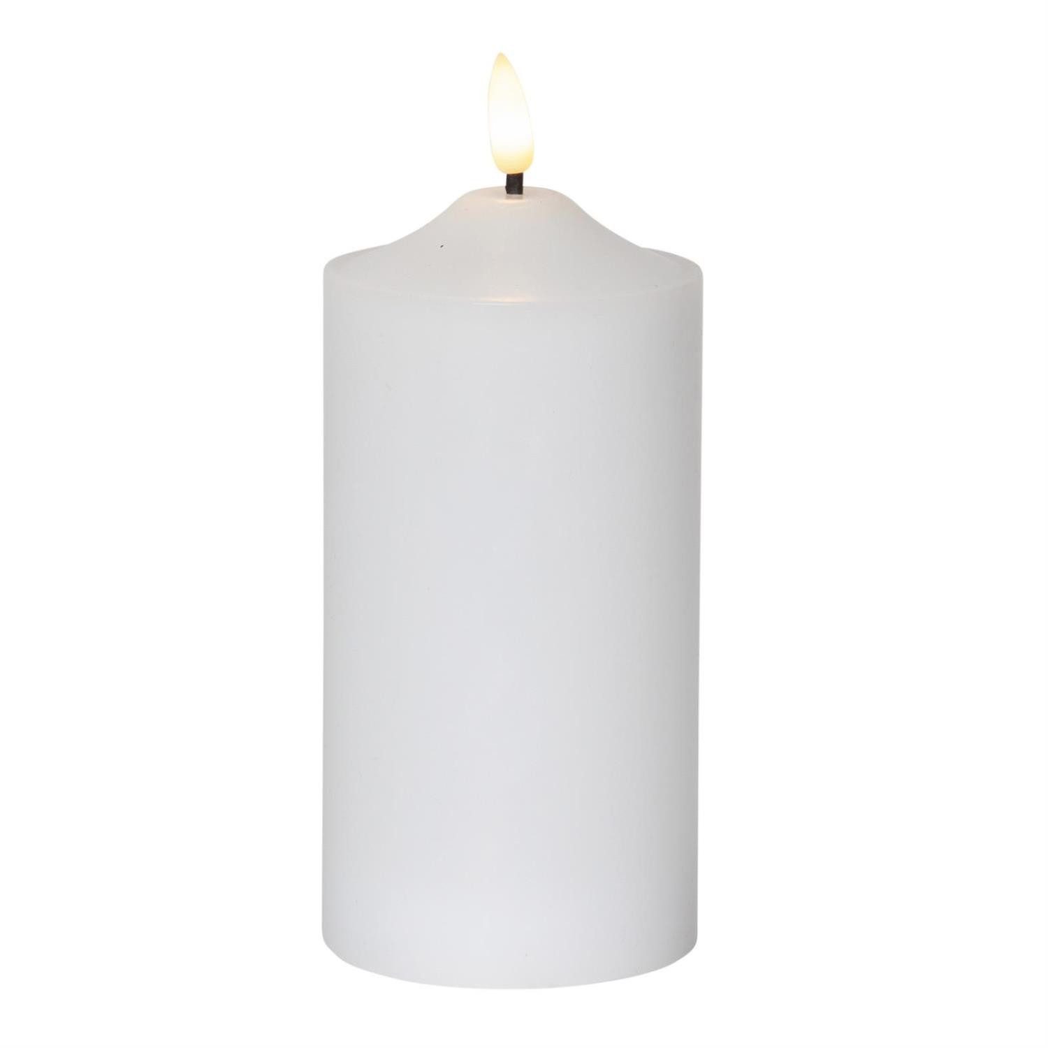 LED-Kerze Flamme Echtwachs warmweiße 3D Flamme H: 17cm Batterie Timer