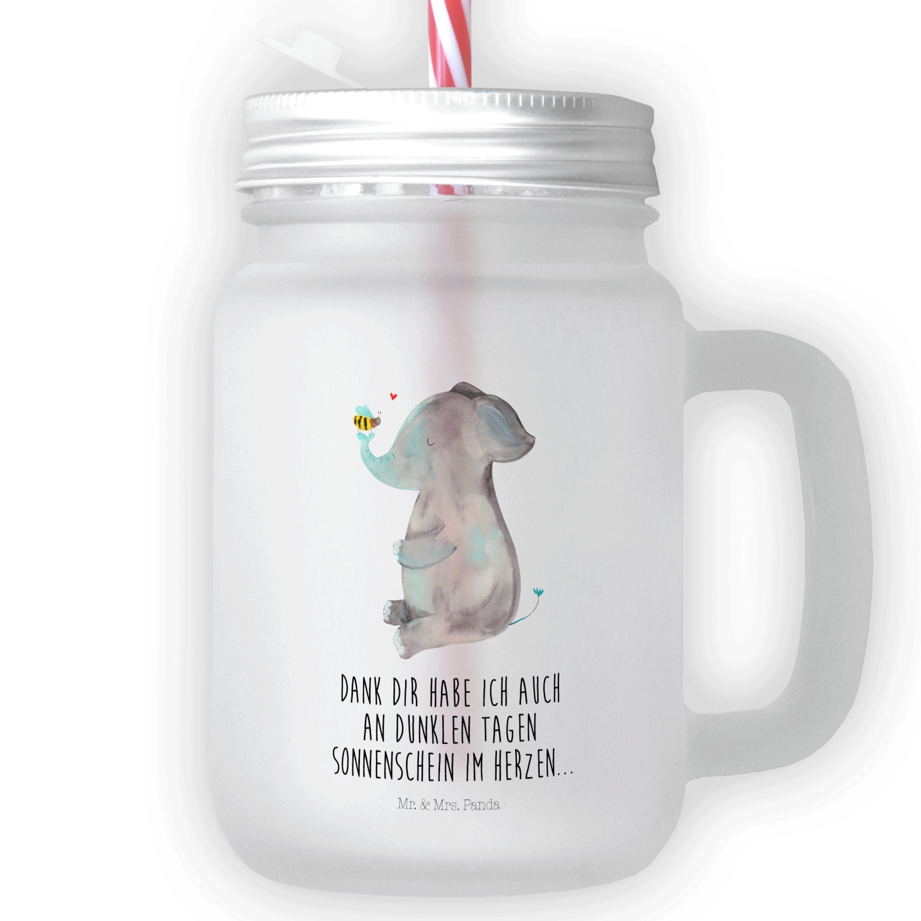 Mr. & Mrs. Panda Glas Hoch, Retro-Glas, Biene & Mason - Glas Jar, - Premium Elefant Geschenk, Transparent